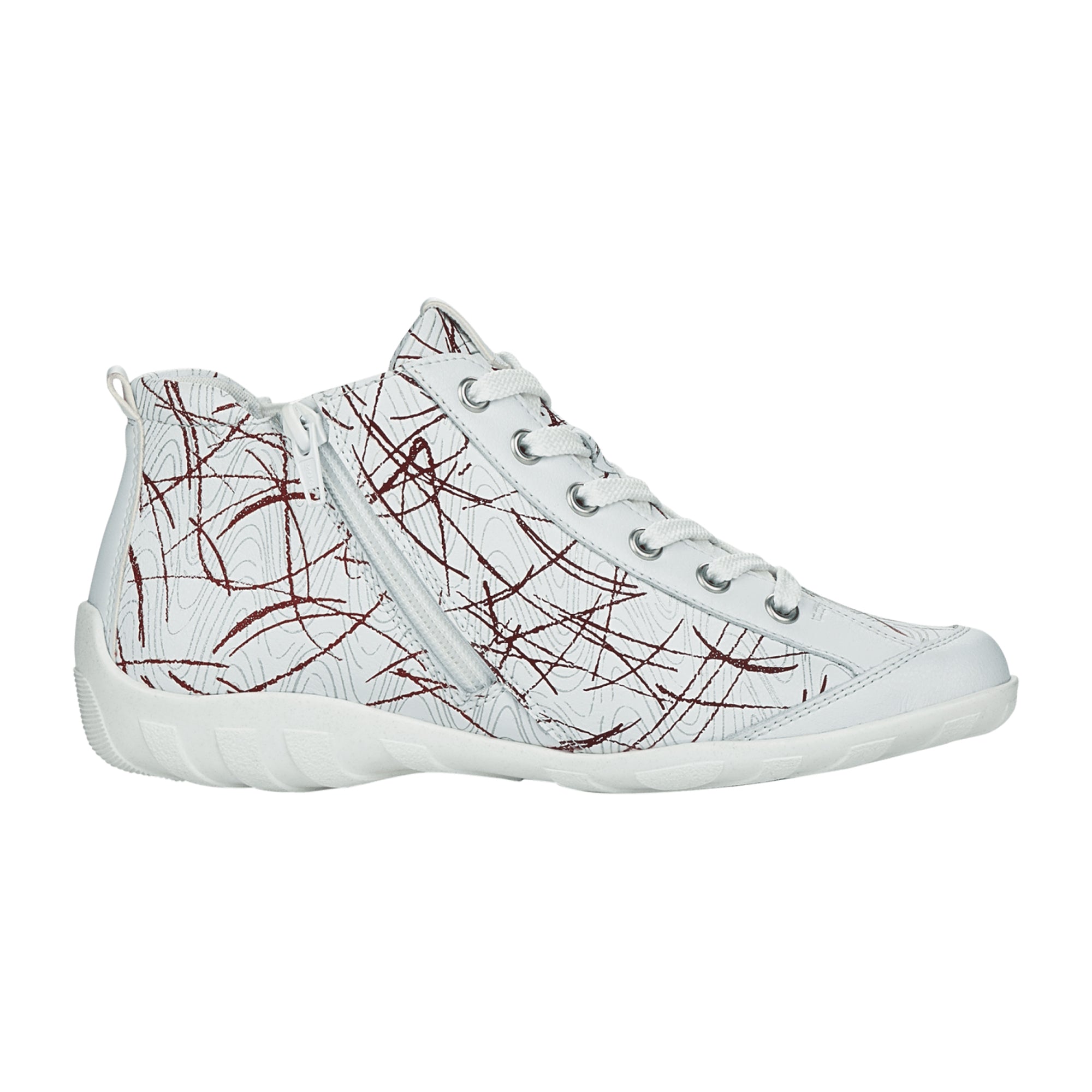 White Remonte FS Women's Shoes, Leather, Lace-Up, Removable Insole
