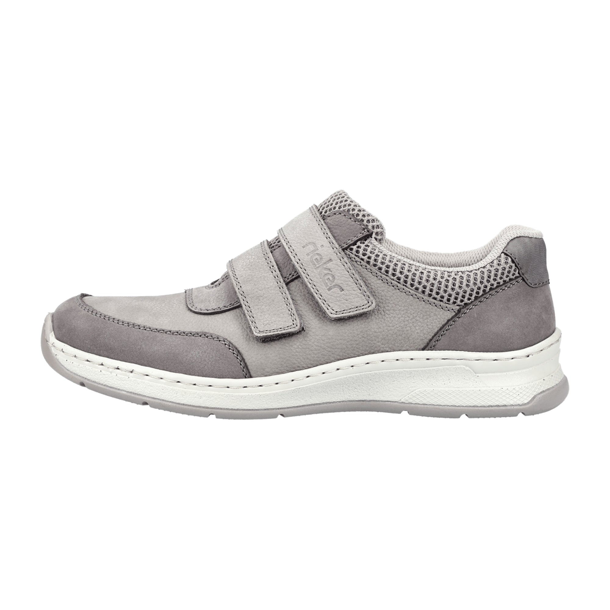 Rieker Men's Gray Casual Shoes with Velcro Closure Comfortable Synthetic Material
