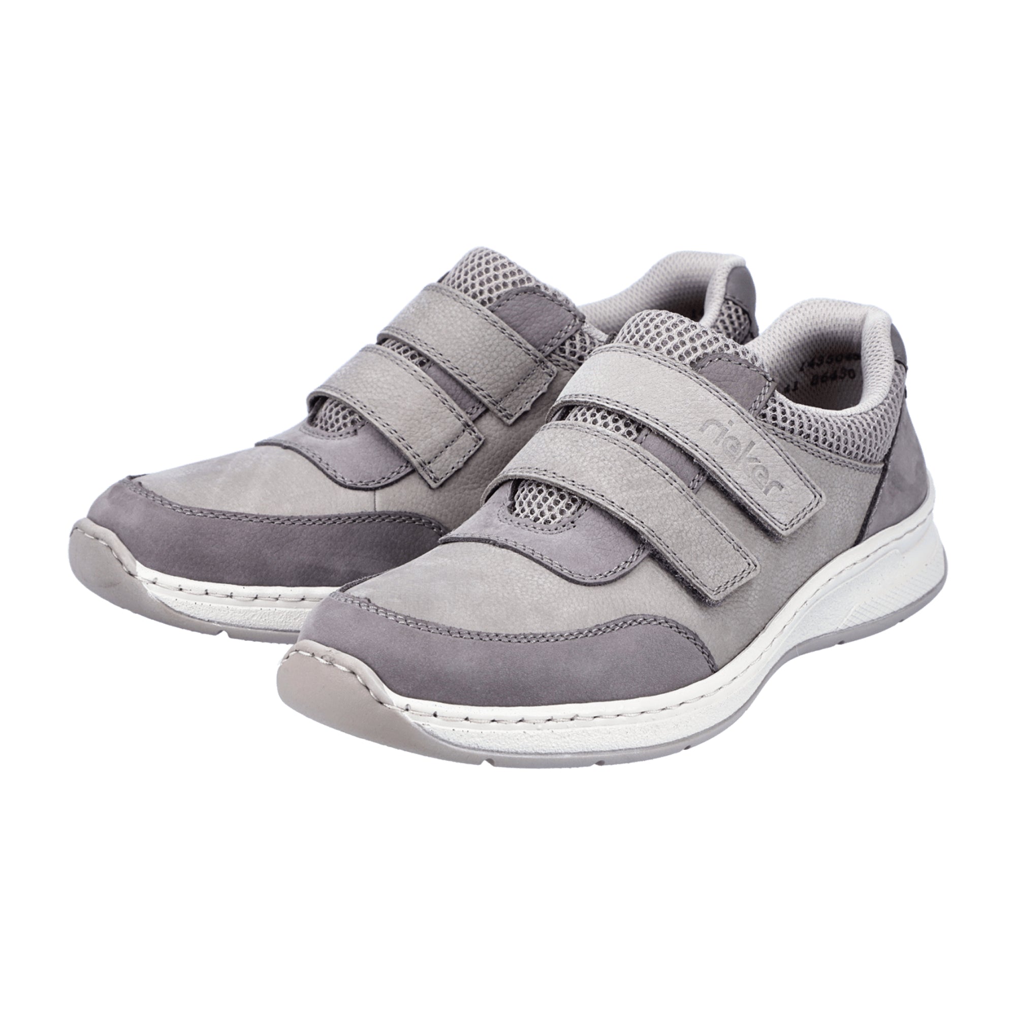 Rieker Men's Gray Casual Shoes with Velcro Closure Comfortable Synthetic Material