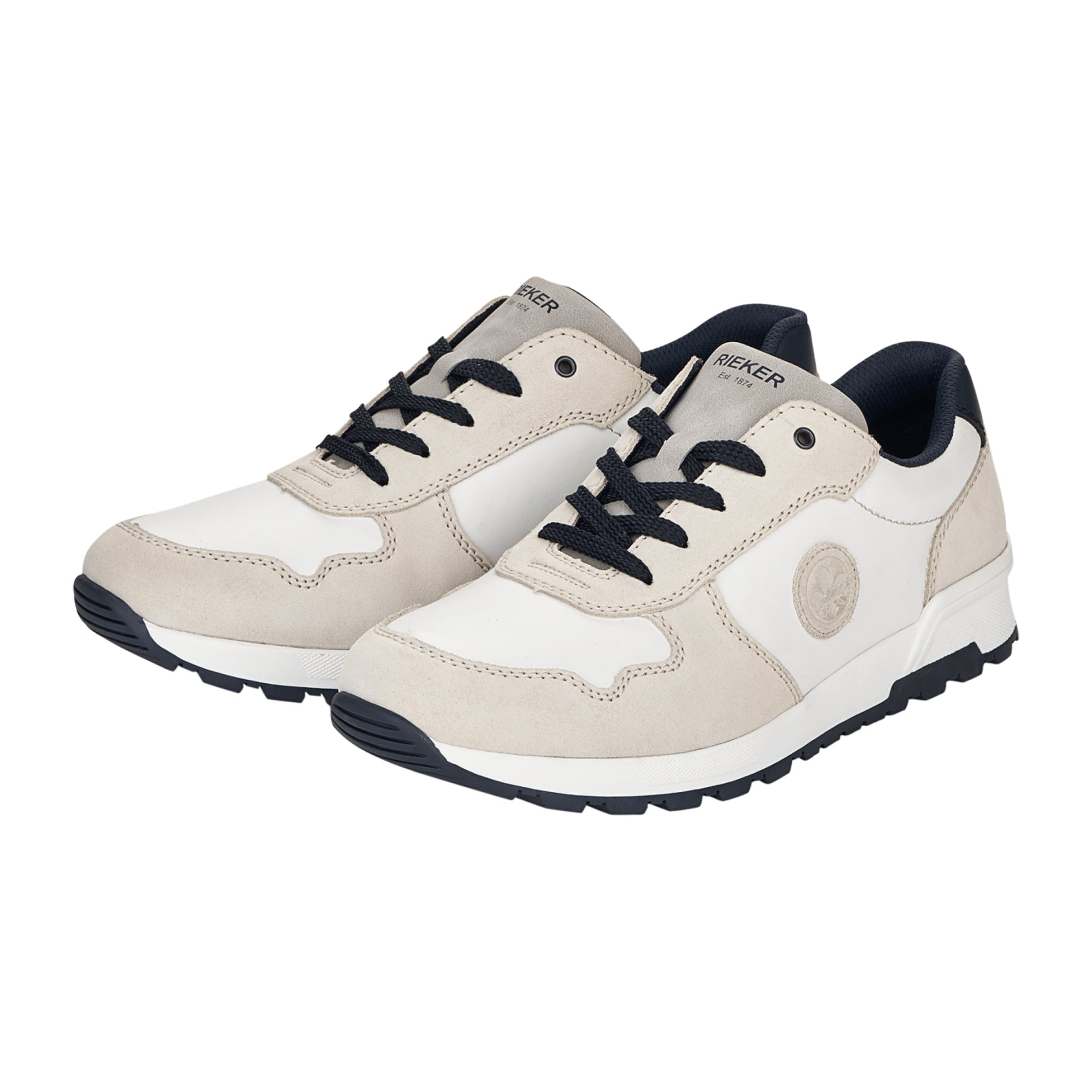 Rieker Men's White Lace-Up Sneakers Comfortable Leather Casual Shoes Online