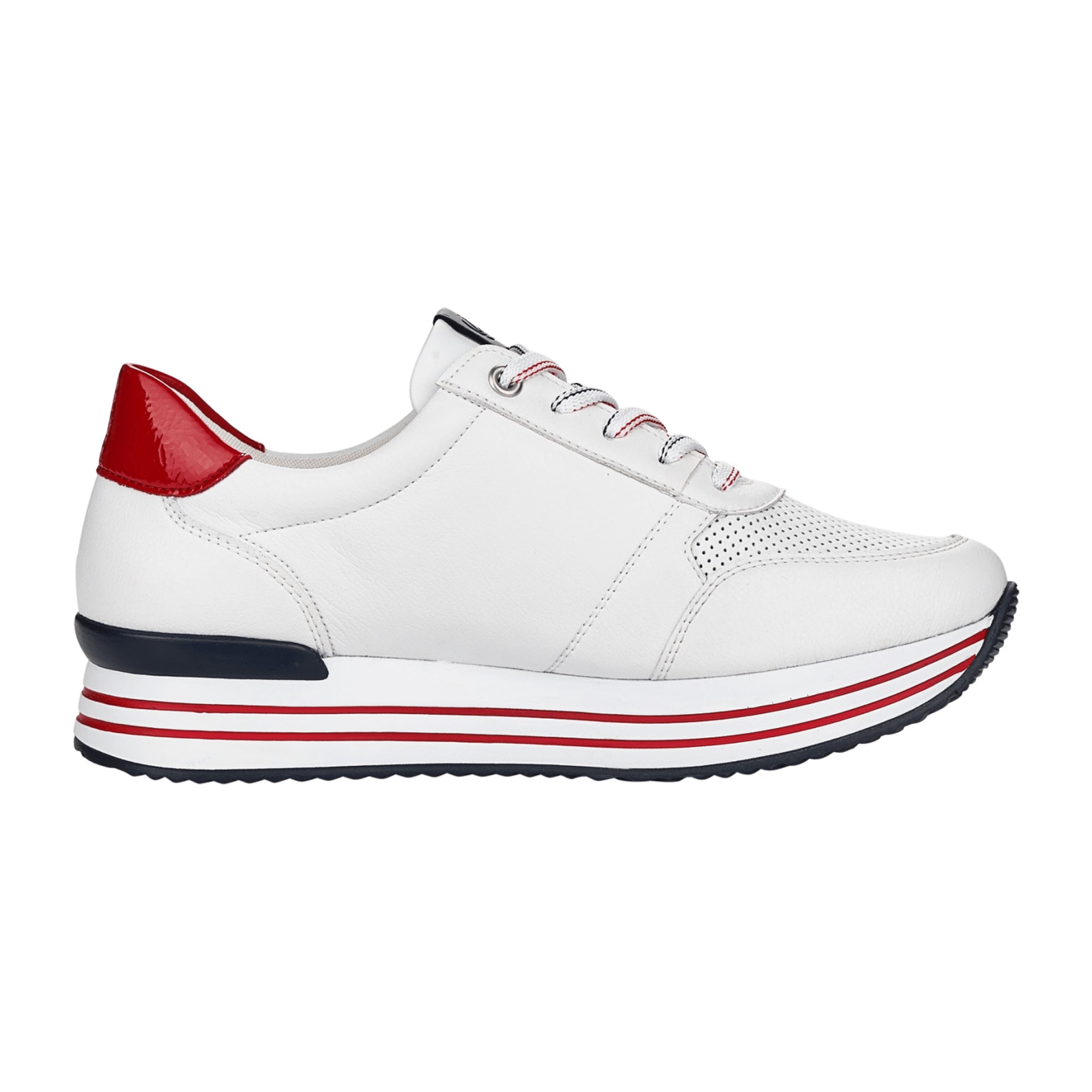 Remonte Women's Comfortable Lace-Up Shoes Extra Wide White Leather