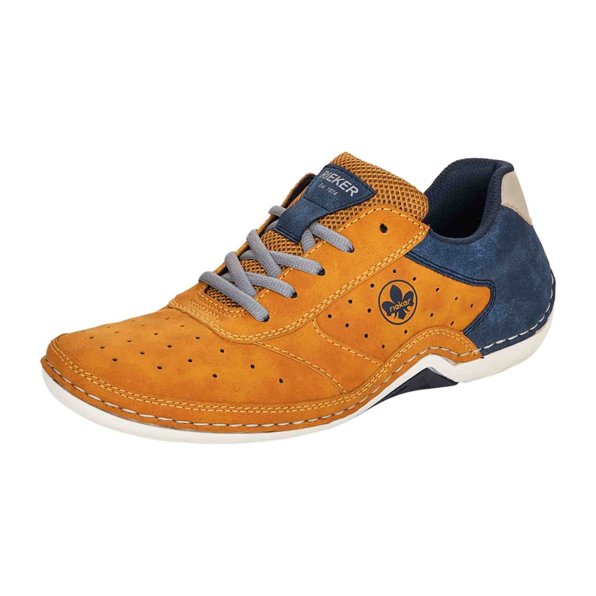 Rieker Yellow Lace-Up Shoes Sporty Sole Comfortable Synthetic Leather Sneakers