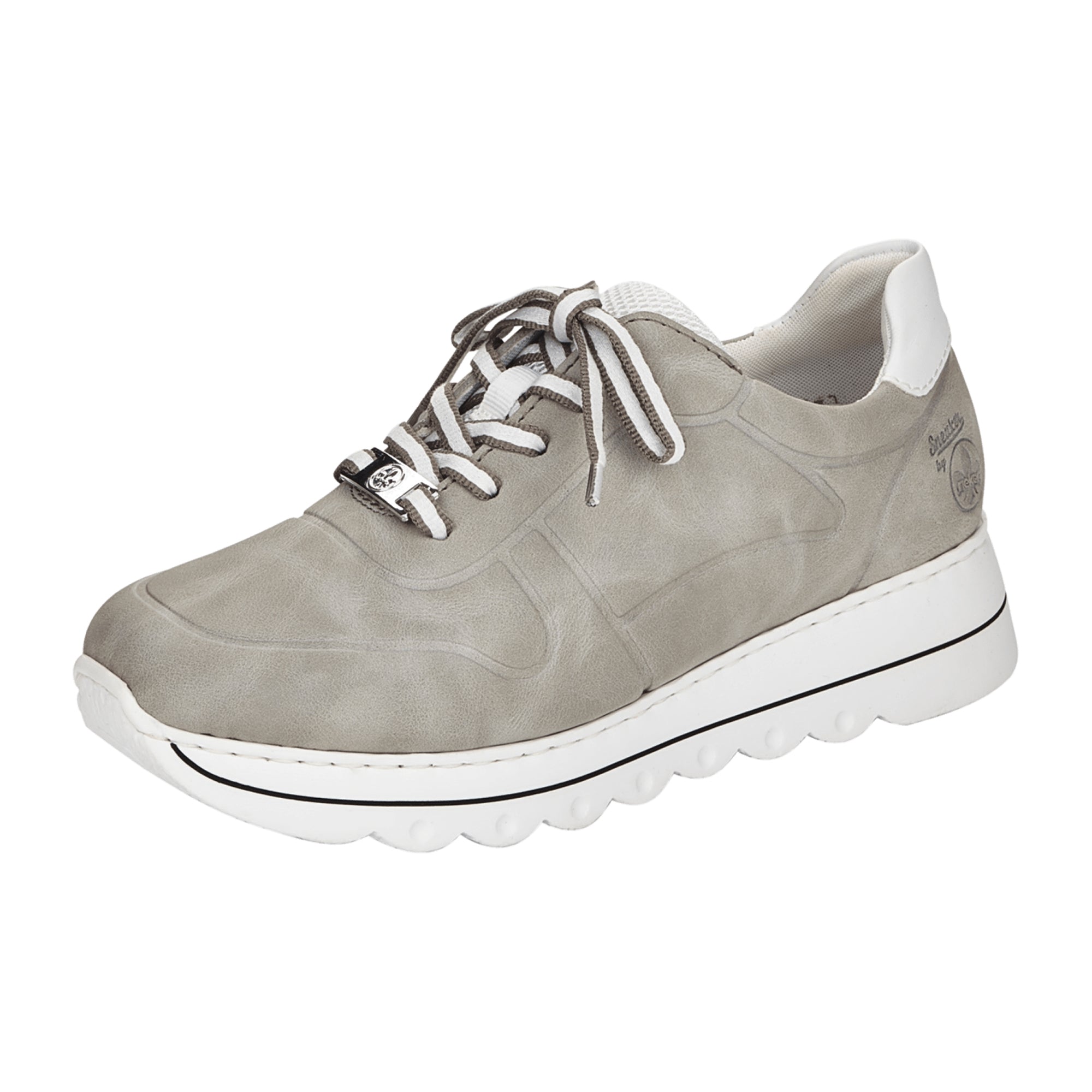 Rieker FSK Women's Gray Lace-Up Shoes with Wedge Heel and Textile Lining