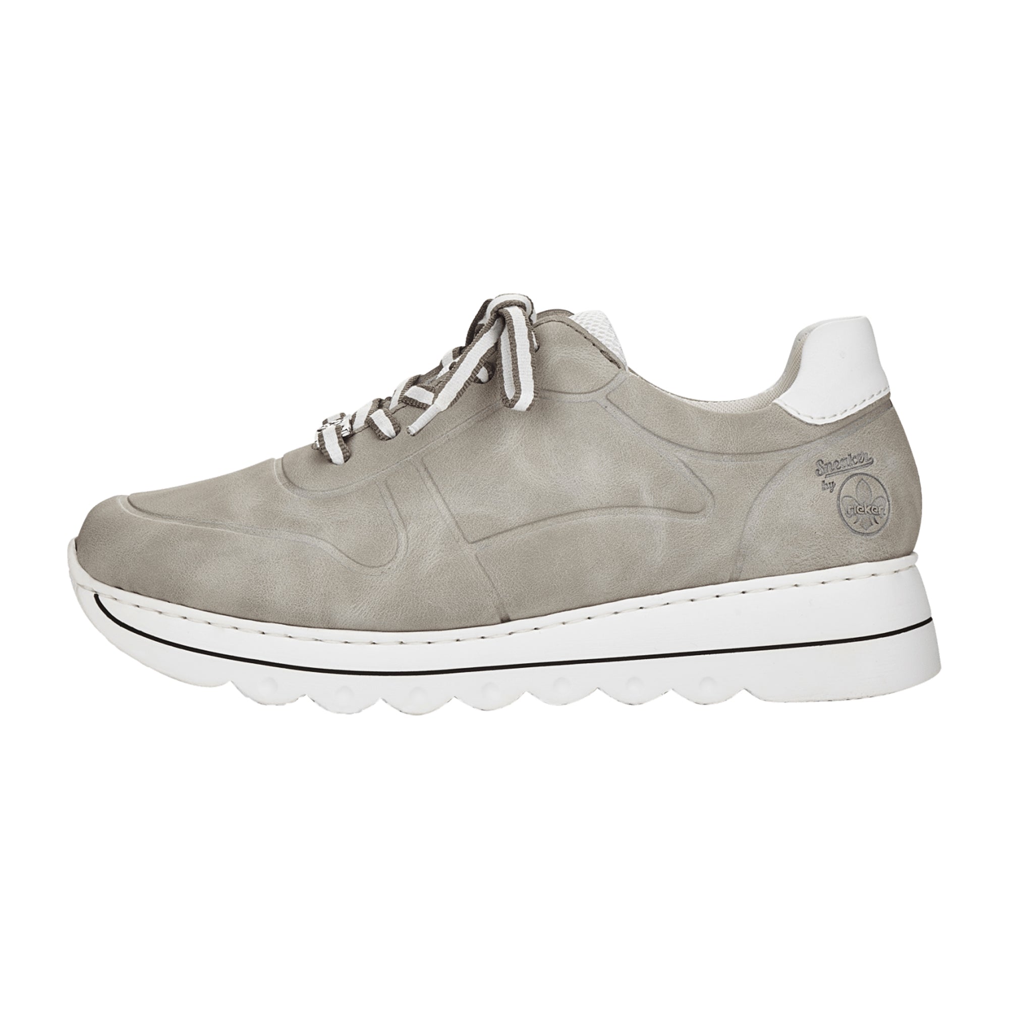 Rieker FSK Women's Gray Lace-Up Shoes with Wedge Heel and Textile Lining