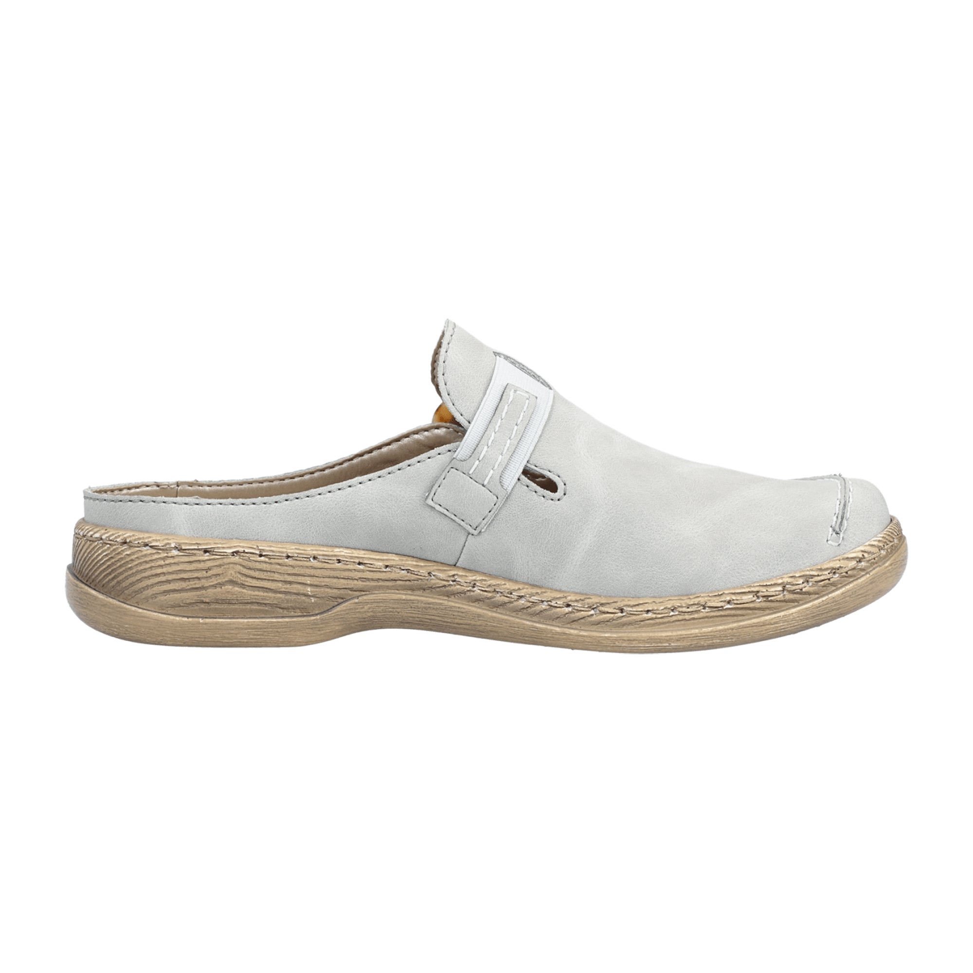 Rieker Women's Grey Slip-On Shoes, Comfortable Synthetic Material, Round Toe