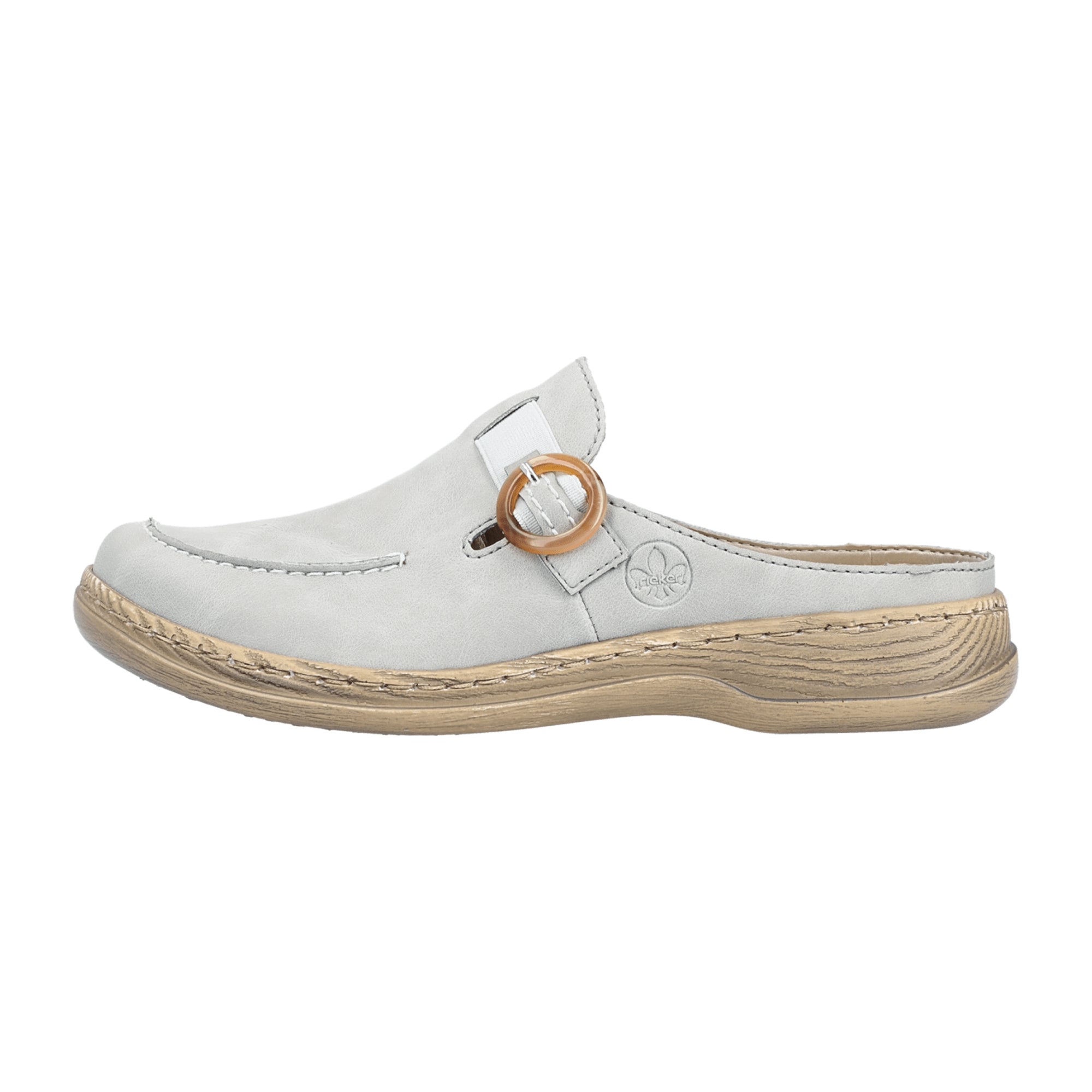 Rieker Women's Grey Slip-On Shoes, Comfortable Synthetic Material, Round Toe