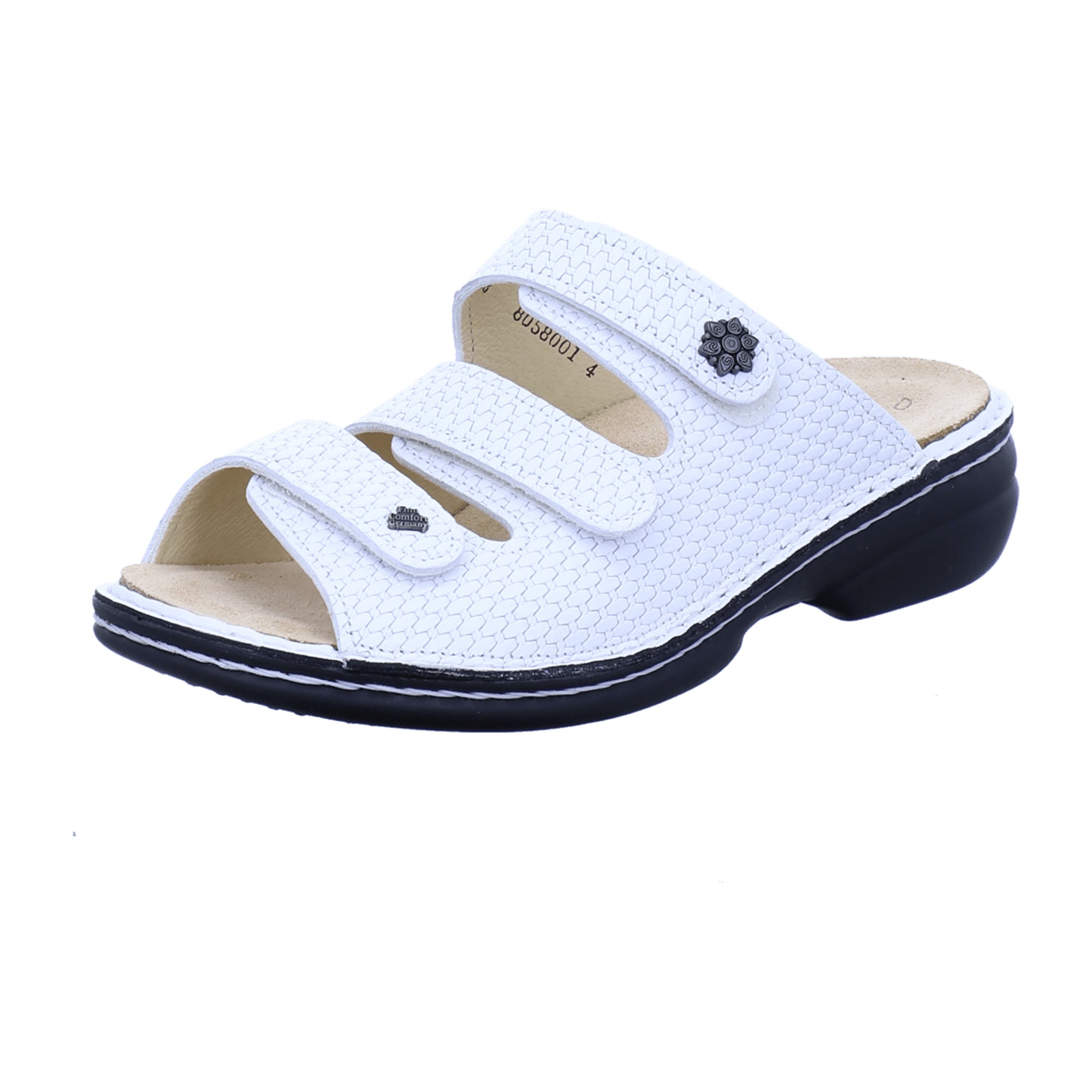 Finn Comfort Menorca-Soft Slide Sandals in White - Comfortable Leather Footwear for Women