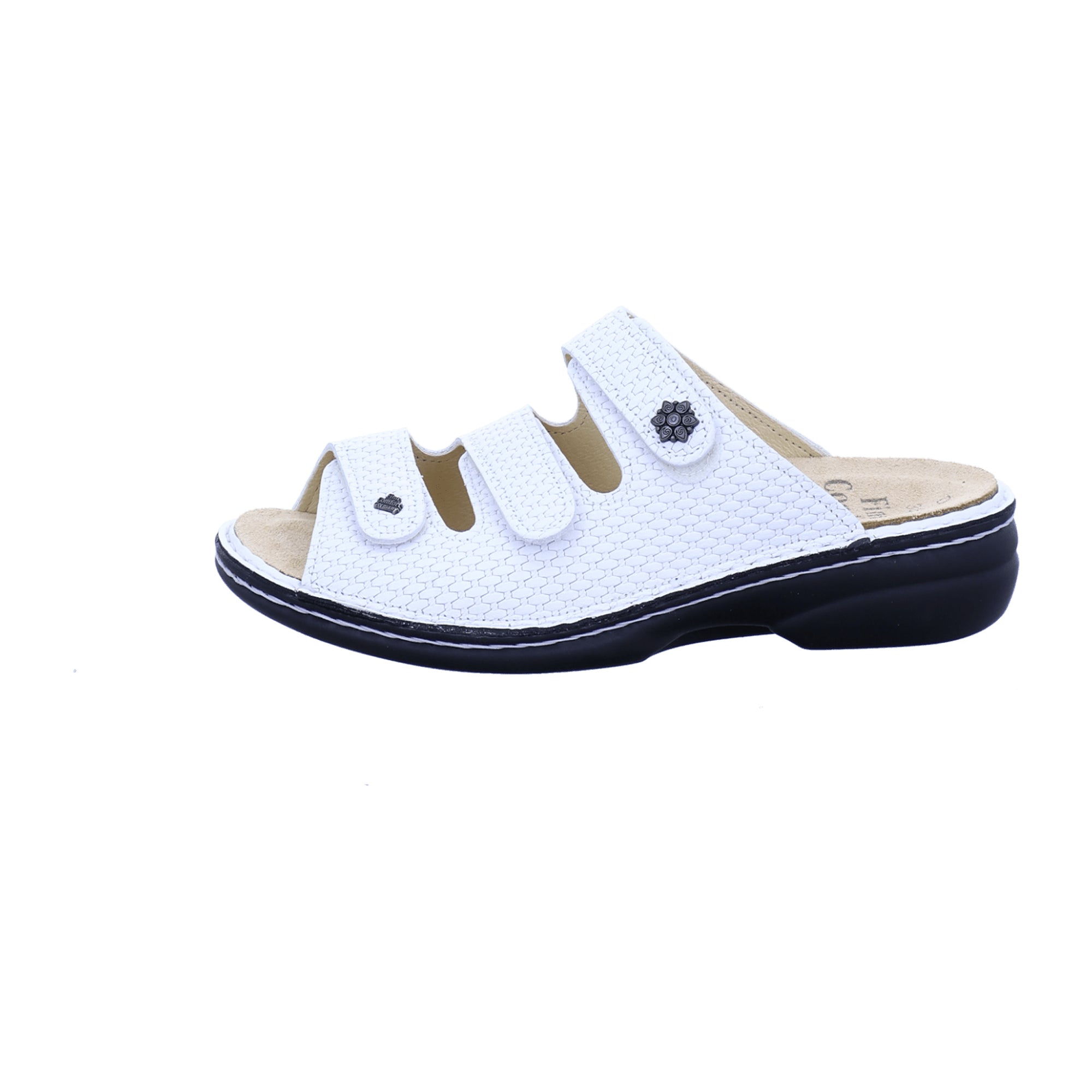 Finn Comfort Menorca-Soft Slide Sandals in White - Comfortable Leather Footwear for Women - Bartel-Shop