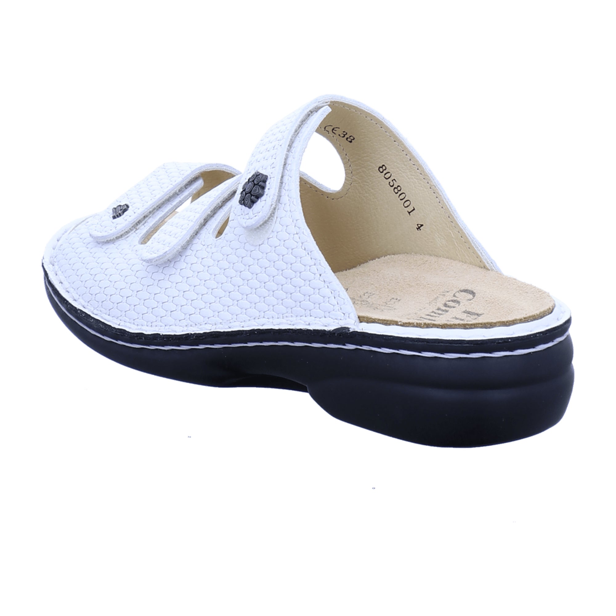 Finn Comfort Menorca-Soft Slide Sandals in White - Comfortable Leather Footwear for Women - Bartel-Shop