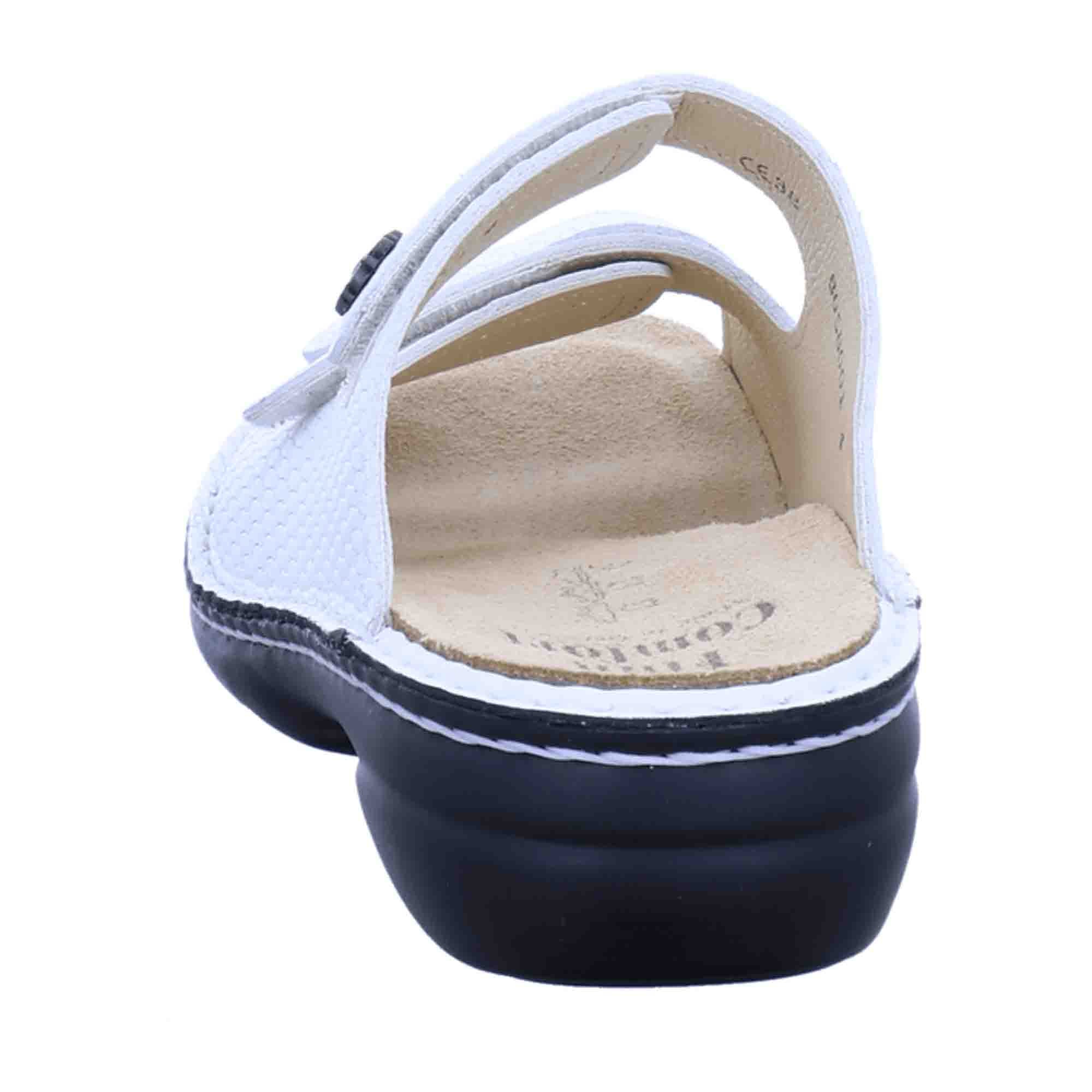 Finn Comfort Menorca-Soft Slide Sandals in White - Comfortable Leather Footwear for Women - Bartel-Shop