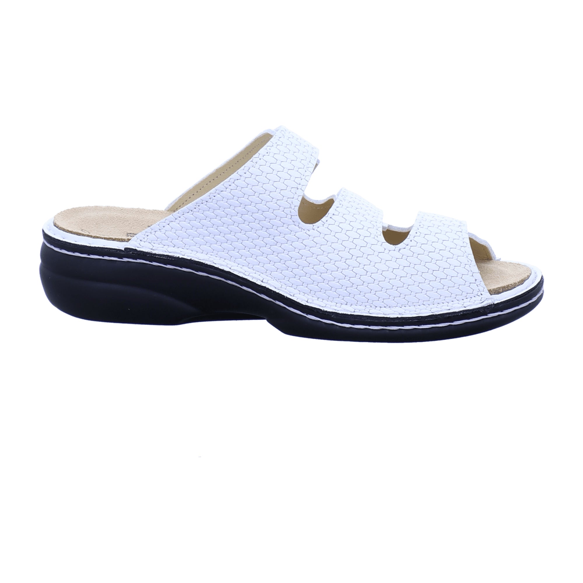 Finn Comfort Menorca-Soft Slide Sandals in White - Comfortable Leather Footwear for Women - Bartel-Shop