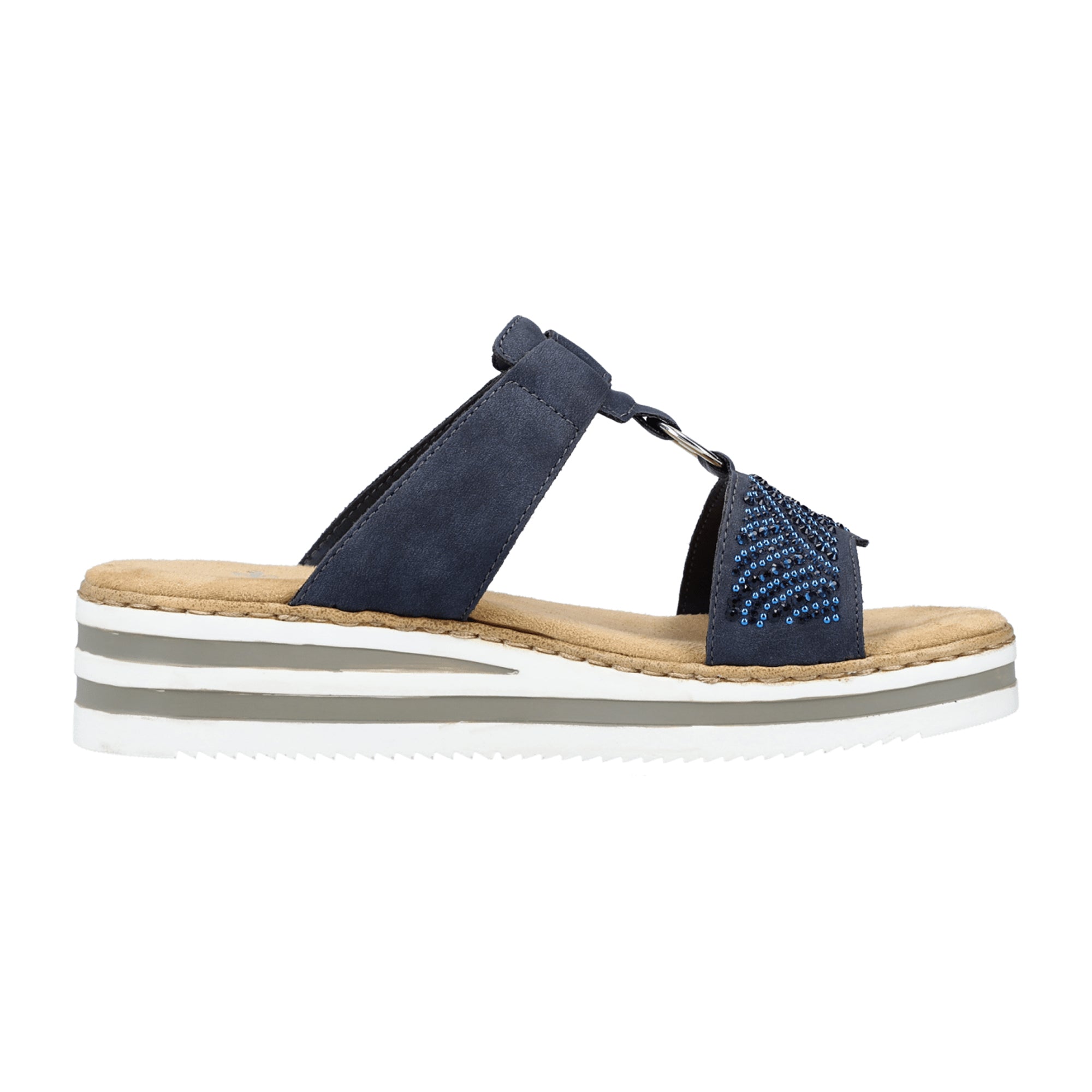 Rieker FSK Women's Blue Sandals with Velcro Strap and Cushioned Sole