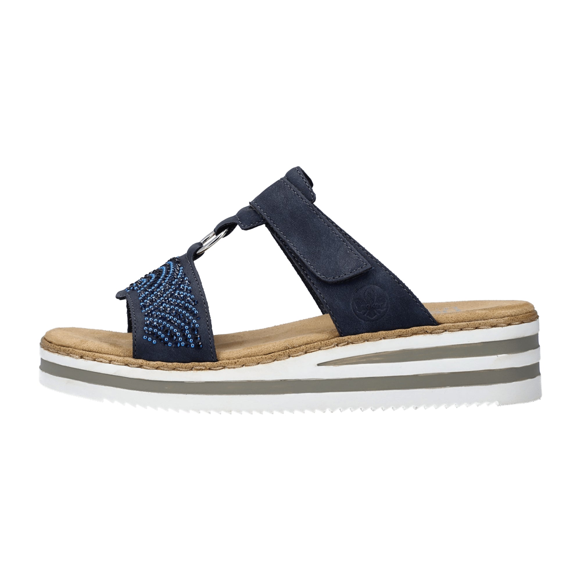Rieker FSK Women's Blue Sandals with Velcro Strap and Cushioned Sole