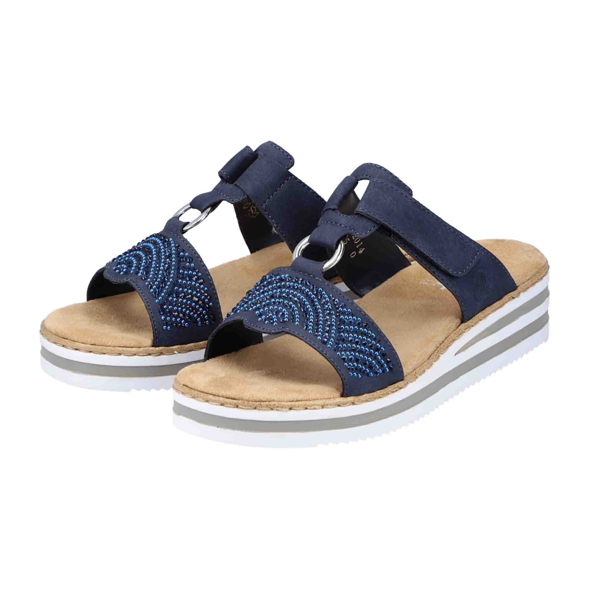 Rieker FSK Women's Blue Sandals with Velcro Strap and Cushioned Sole