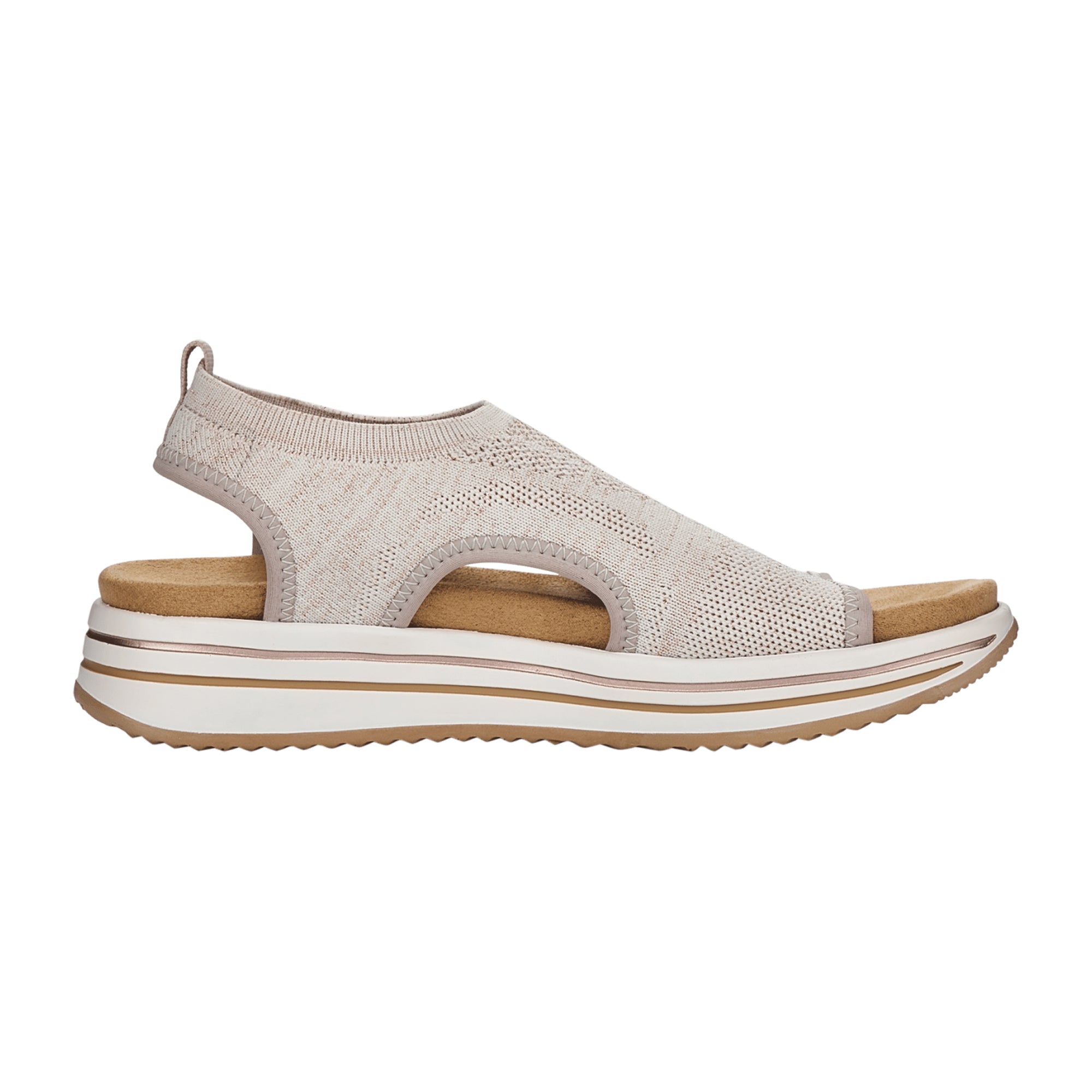 Remonte Knitup Beige Sandals for Women Comfortable Slip-On Soft Footbed