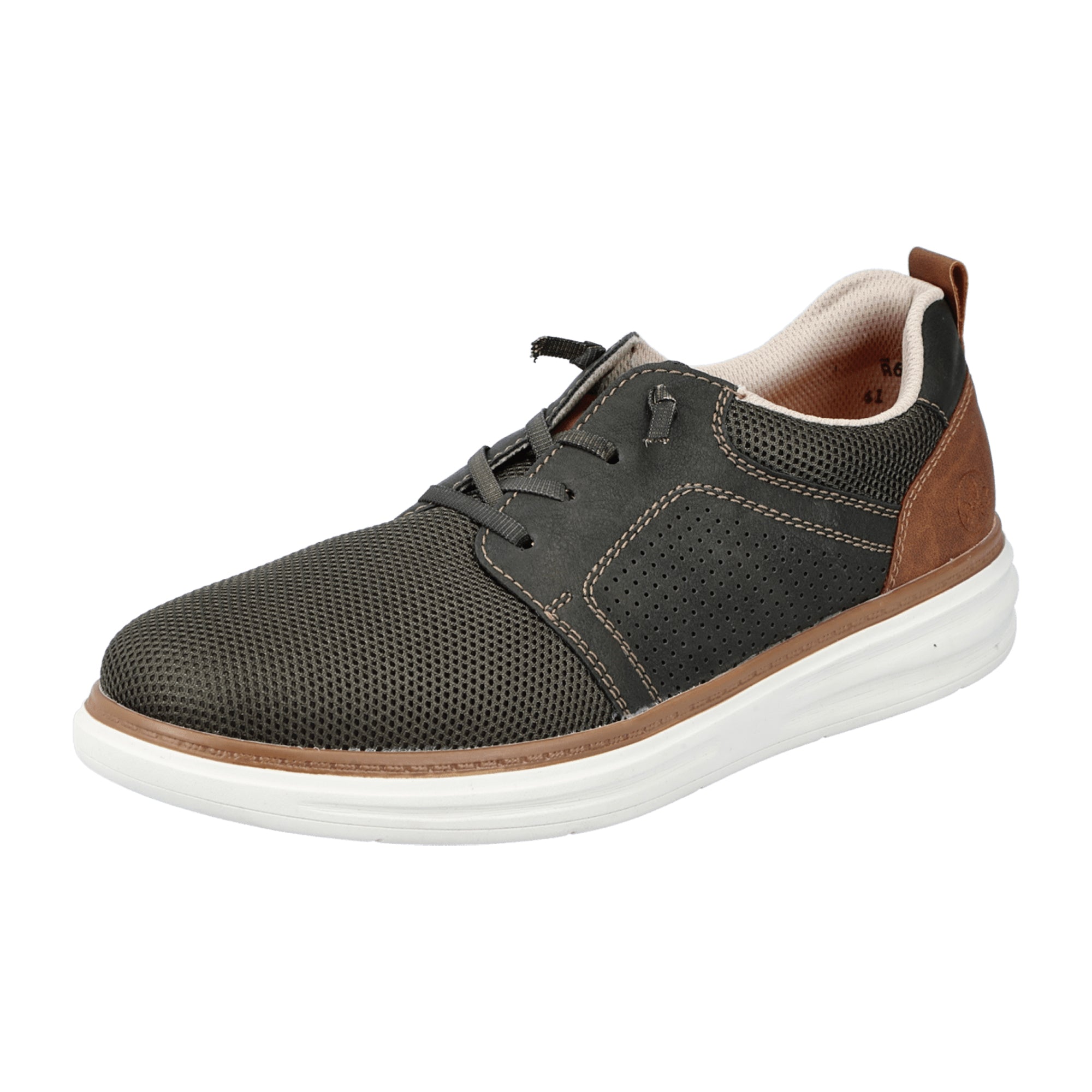Rieker B6322 Green Men's Shoes with Lace-Up Closure Flat Heel