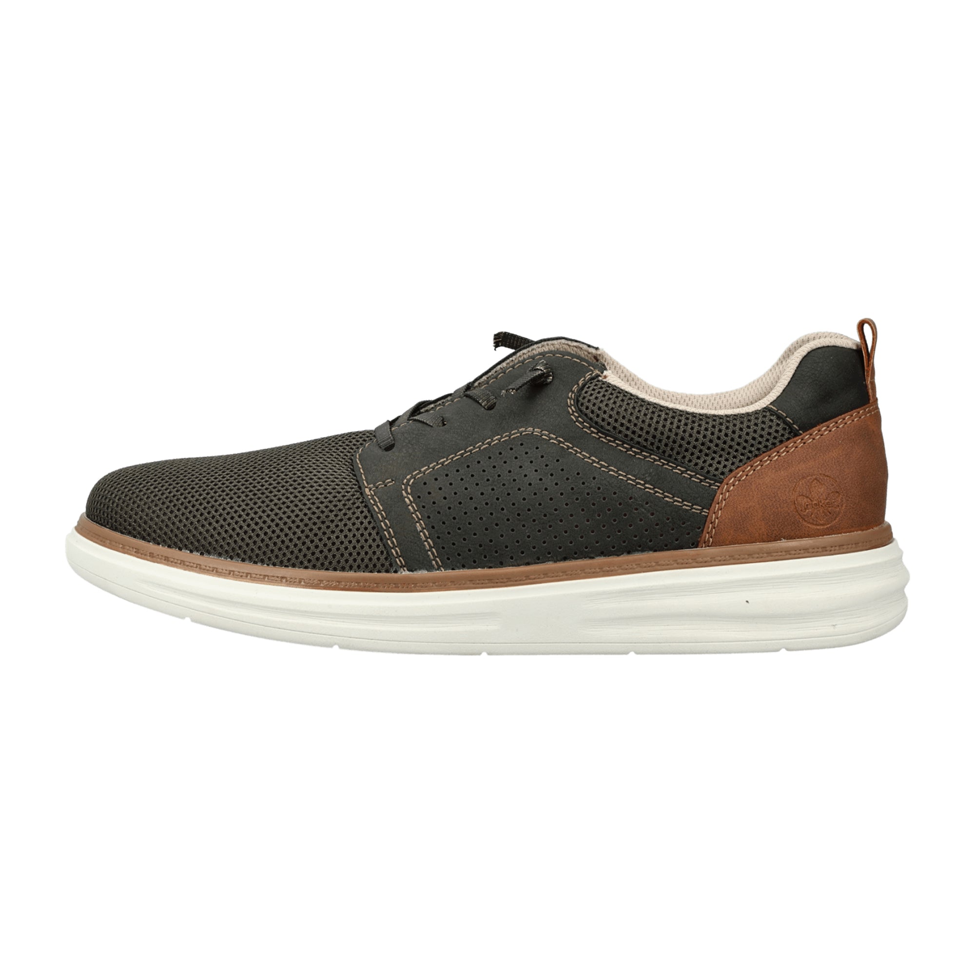 Rieker B6322 Green Men's Shoes with Lace-Up Closure Flat Heel