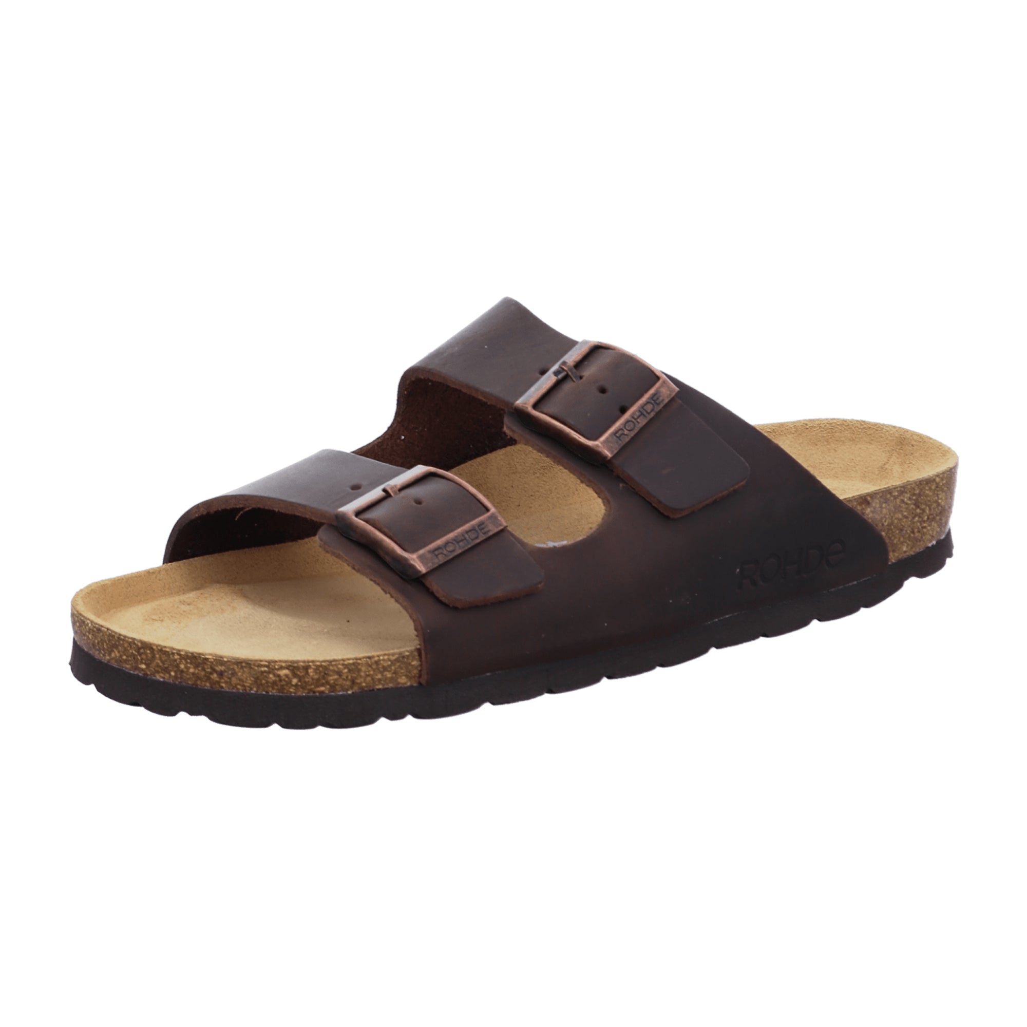 Rohde Men's Brown Leather Sandals with Buckle Closure Open Toe Casual Footwear