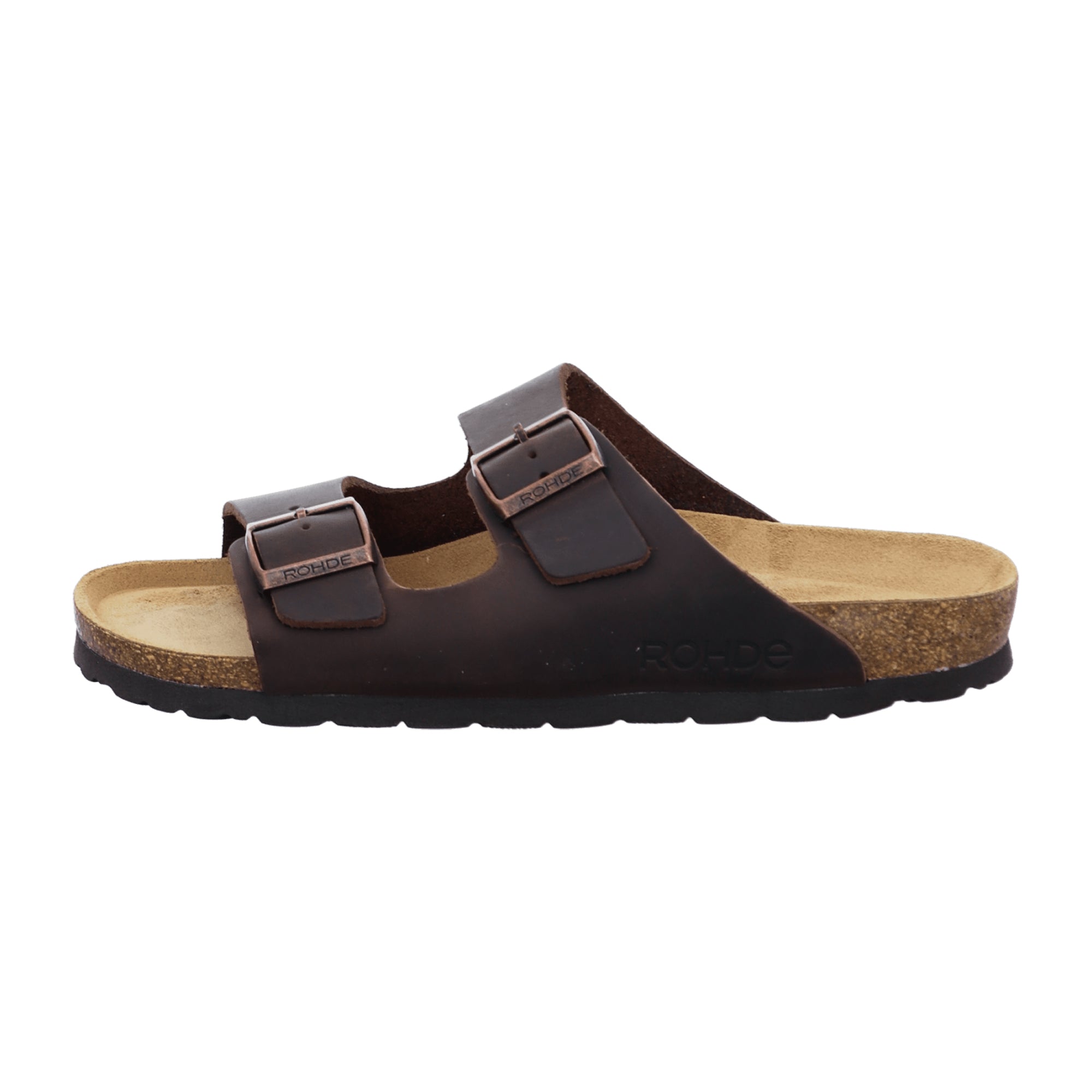 Rohde Men's Brown Leather Sandals with Buckle Closure Open Toe Casual Footwear
