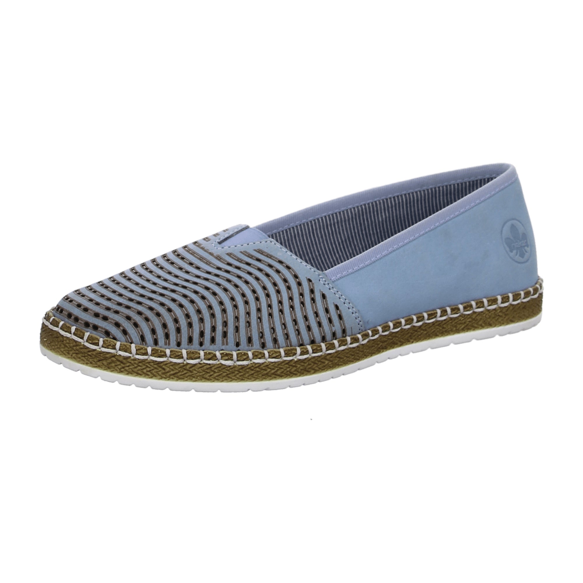 Rieker Women's Blue Leather Slip-On Flat Shoes Spring Summer Casual Comfort