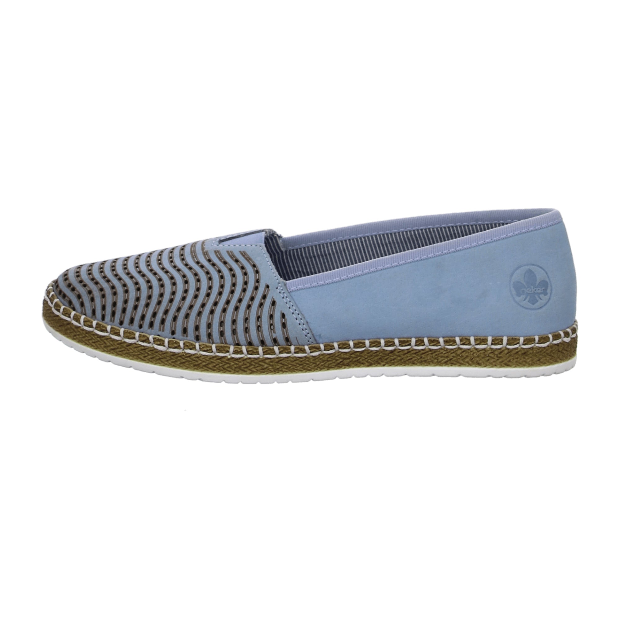 Rieker Women's Blue Leather Slip-On Flat Shoes Spring Summer Casual Comfort