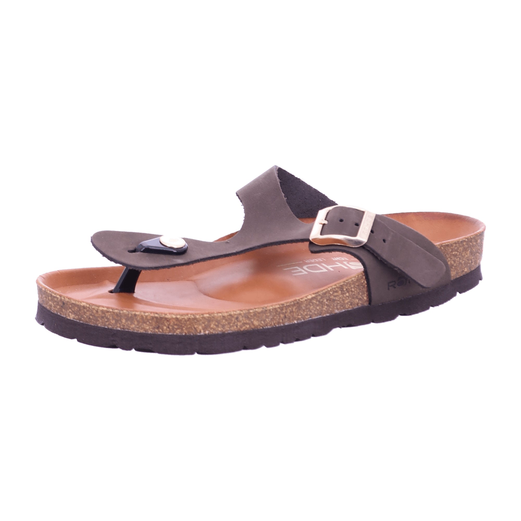 Rohde Brown Leather Women's Flip Flops Spring Summer Open Toe Comfortable