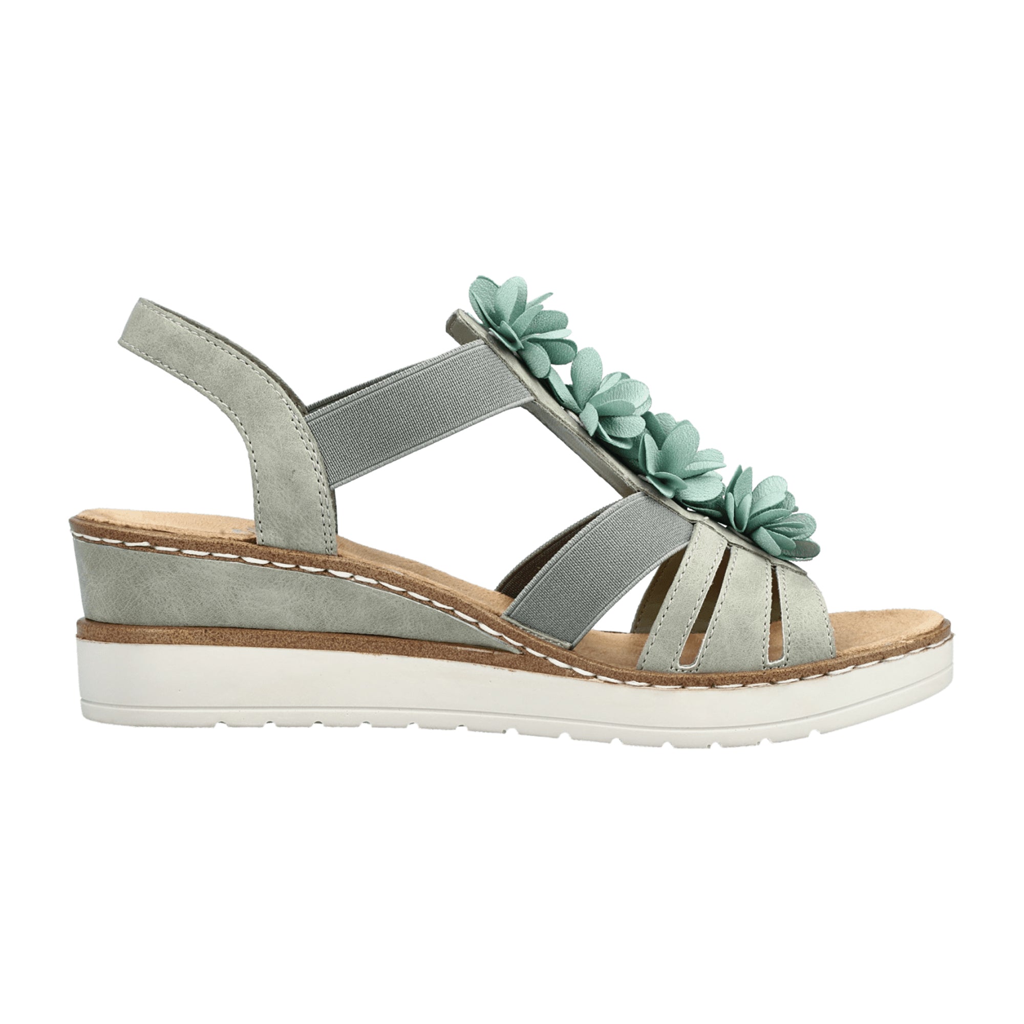 Rieker FSK Women's Sandals Turquoise Comfortable Slip-On Wedge Heel Shoes