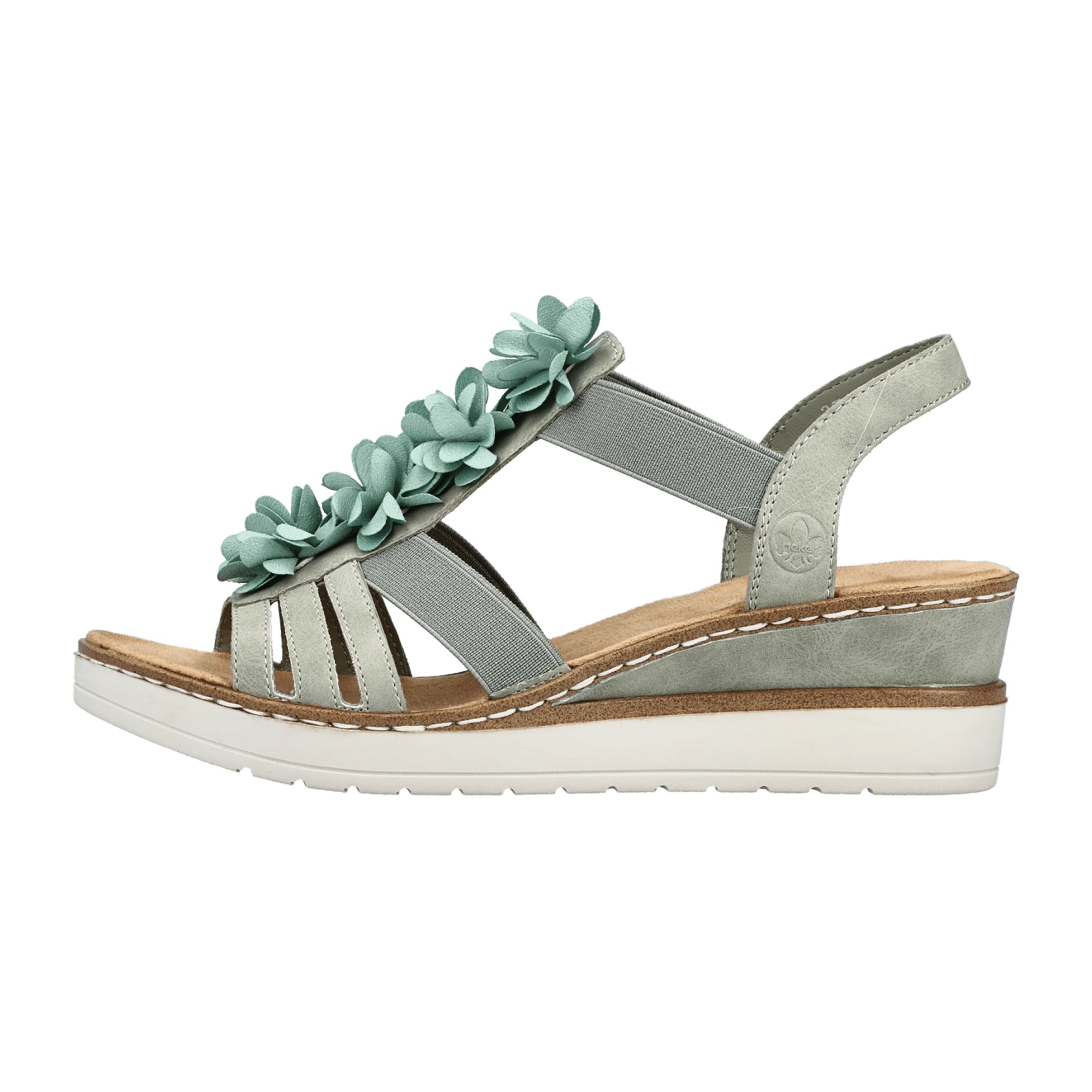 Rieker FSK Women's Sandals Turquoise Comfortable Slip-On Wedge Heel Shoes