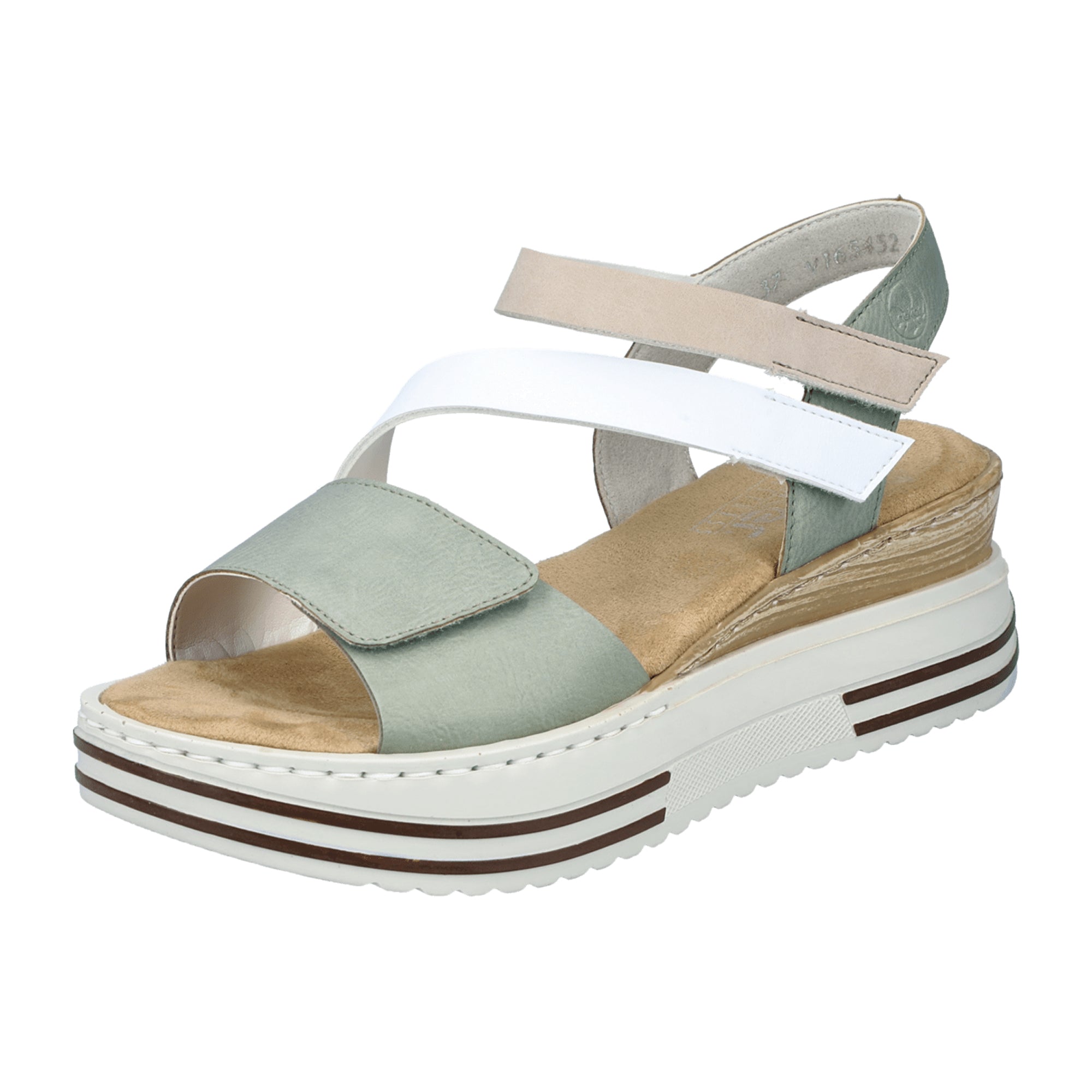 Rieker Women's Green Sandals V165452 Comfortable Wedge Synthetic Shoes