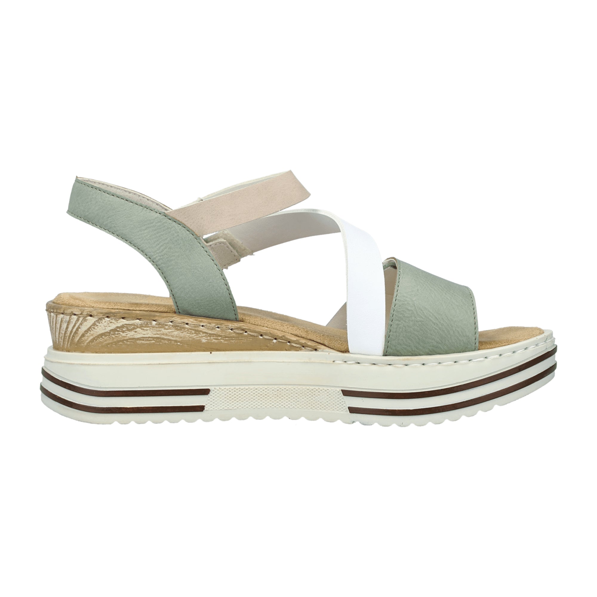 Rieker Women's Green Sandals V165452 Comfortable Wedge Synthetic Shoes
