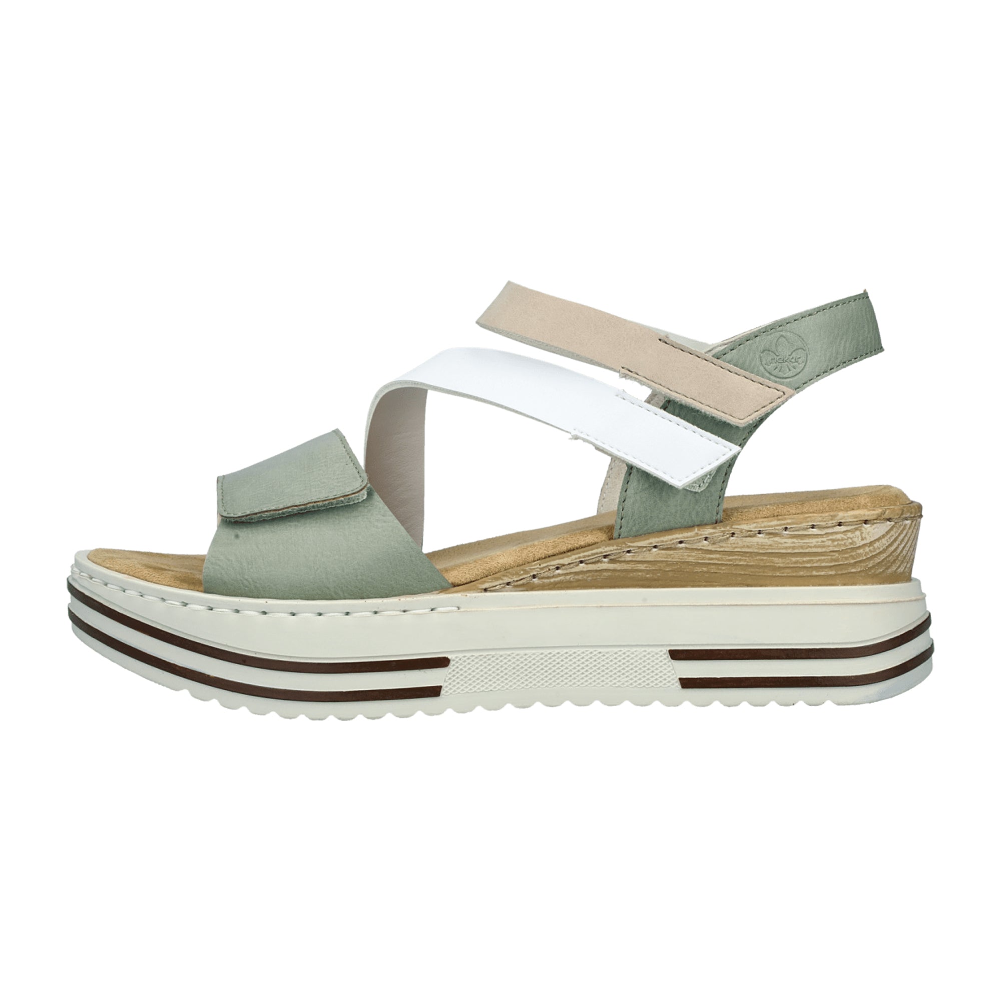 Rieker Women's Green Sandals V165452 Comfortable Wedge Synthetic Shoes