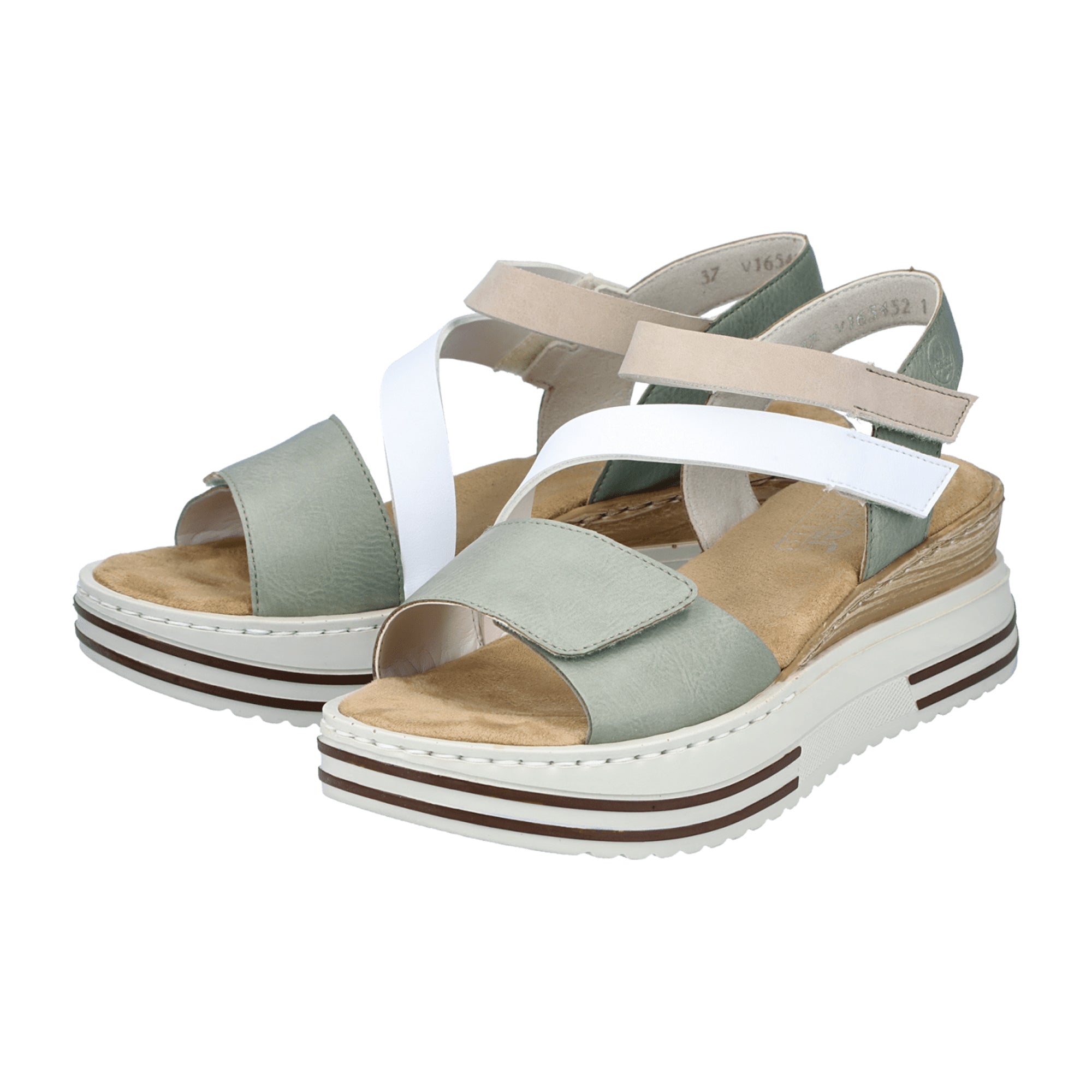 Rieker Women's Green Sandals V165452 Comfortable Wedge Synthetic Shoes