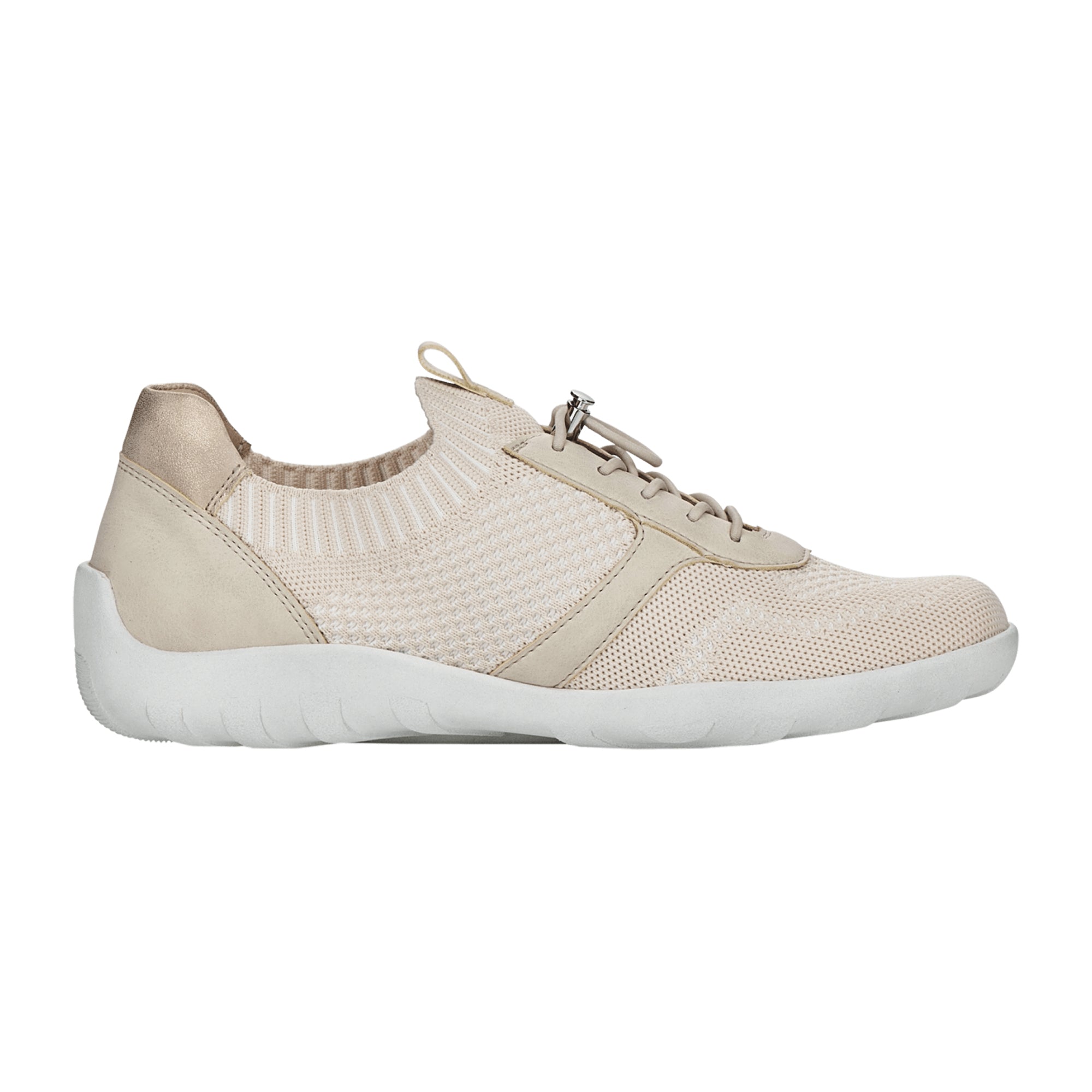 Remonte Beige Women's Sneakers with Quick Fastening and Low Heel
