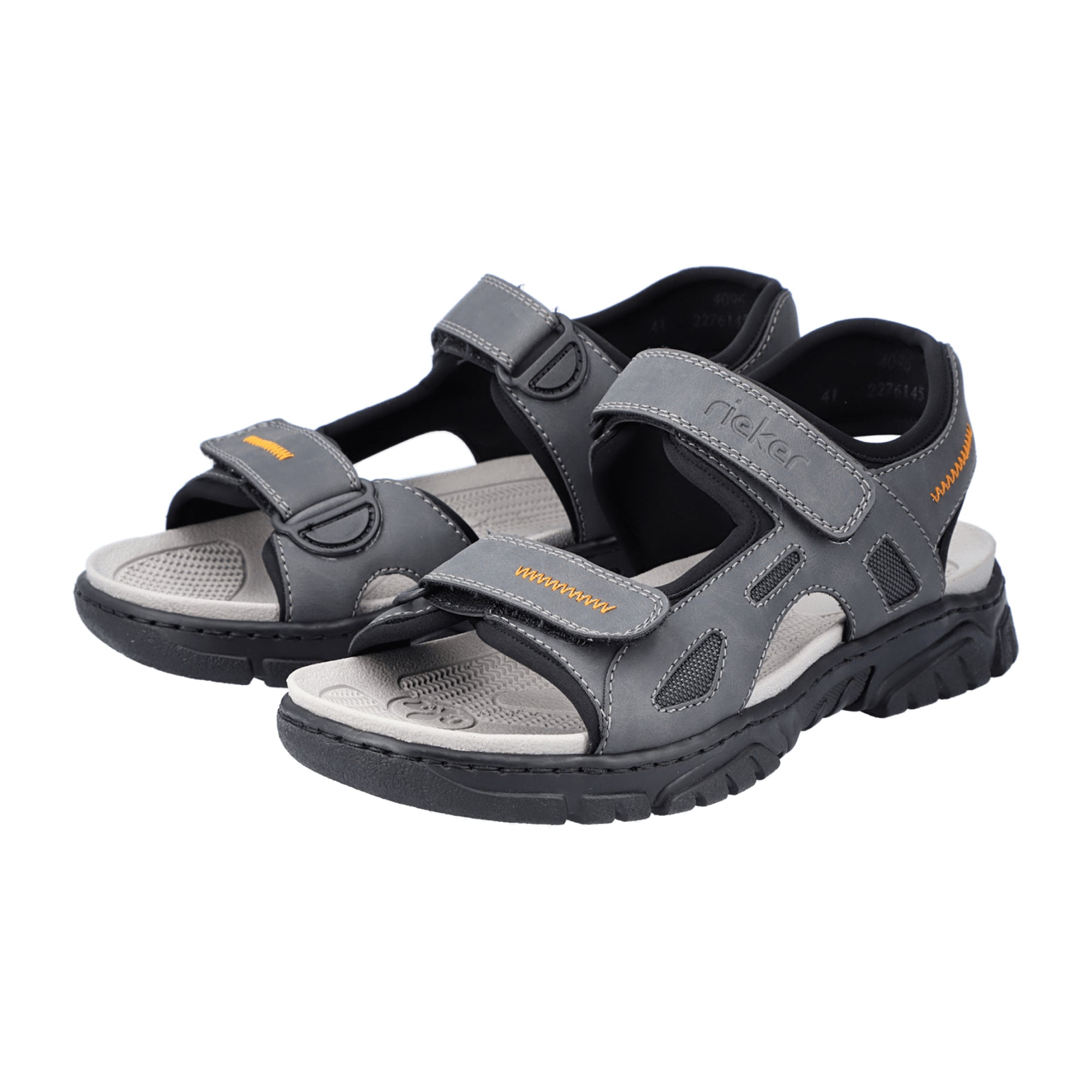 Rieker Gray Sandalette with Velcro Strap Comfortable Trekking Sandals for Women