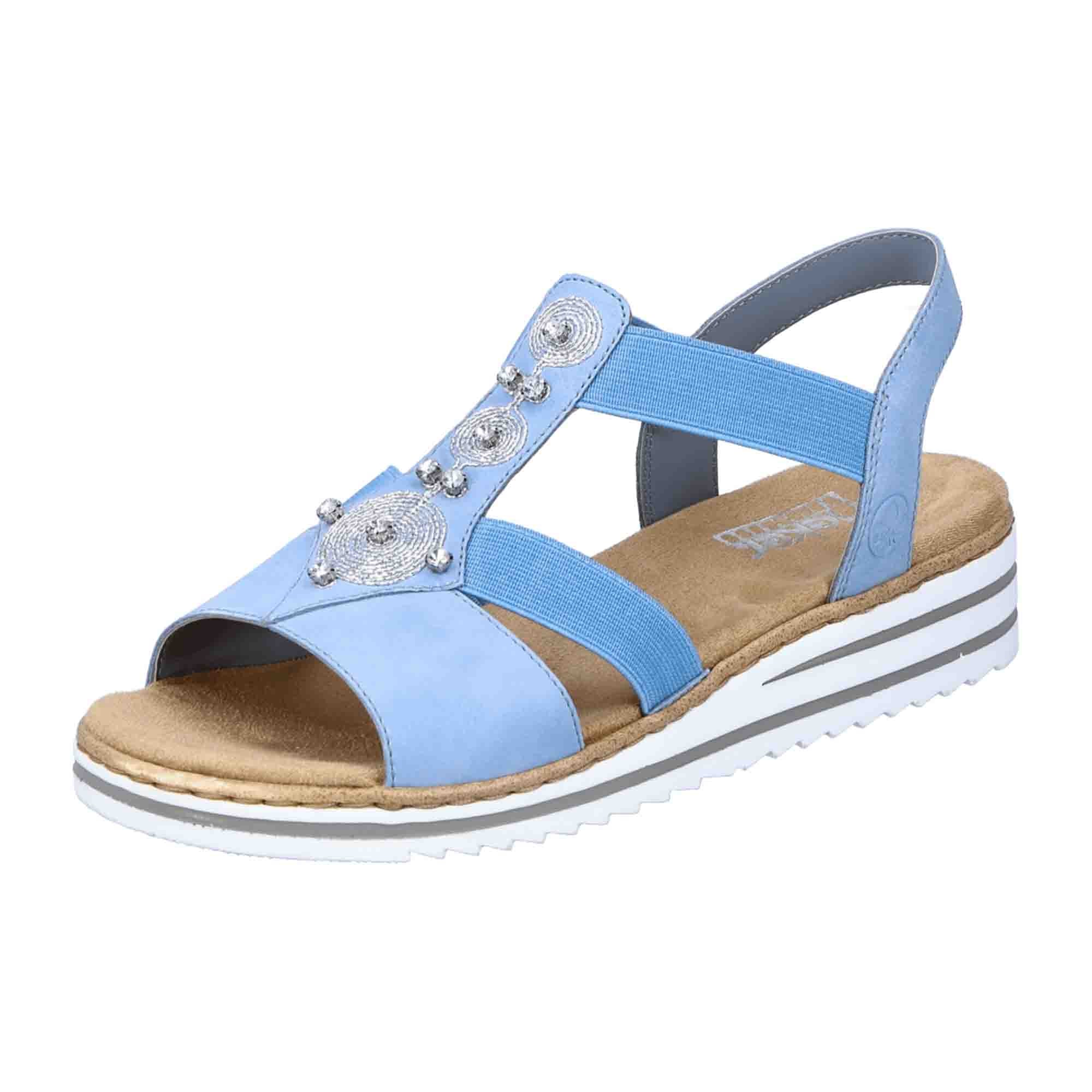 Rieker Women's Blue Sandalette Comfortable Stylish Wedge Sandals