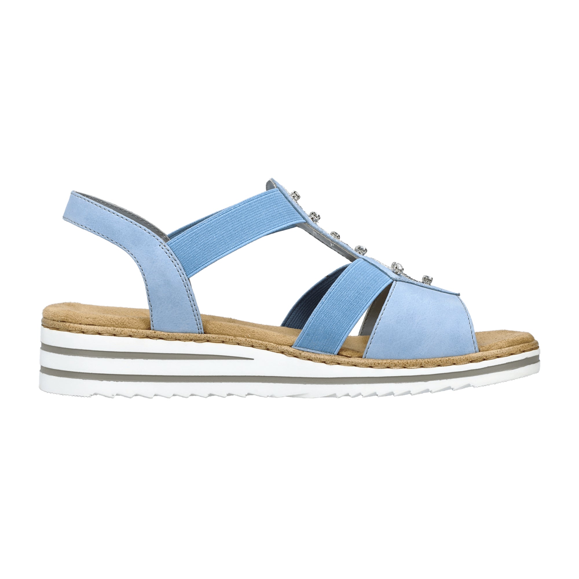 Rieker Women's Blue Sandalette Comfortable Stylish Wedge Sandals