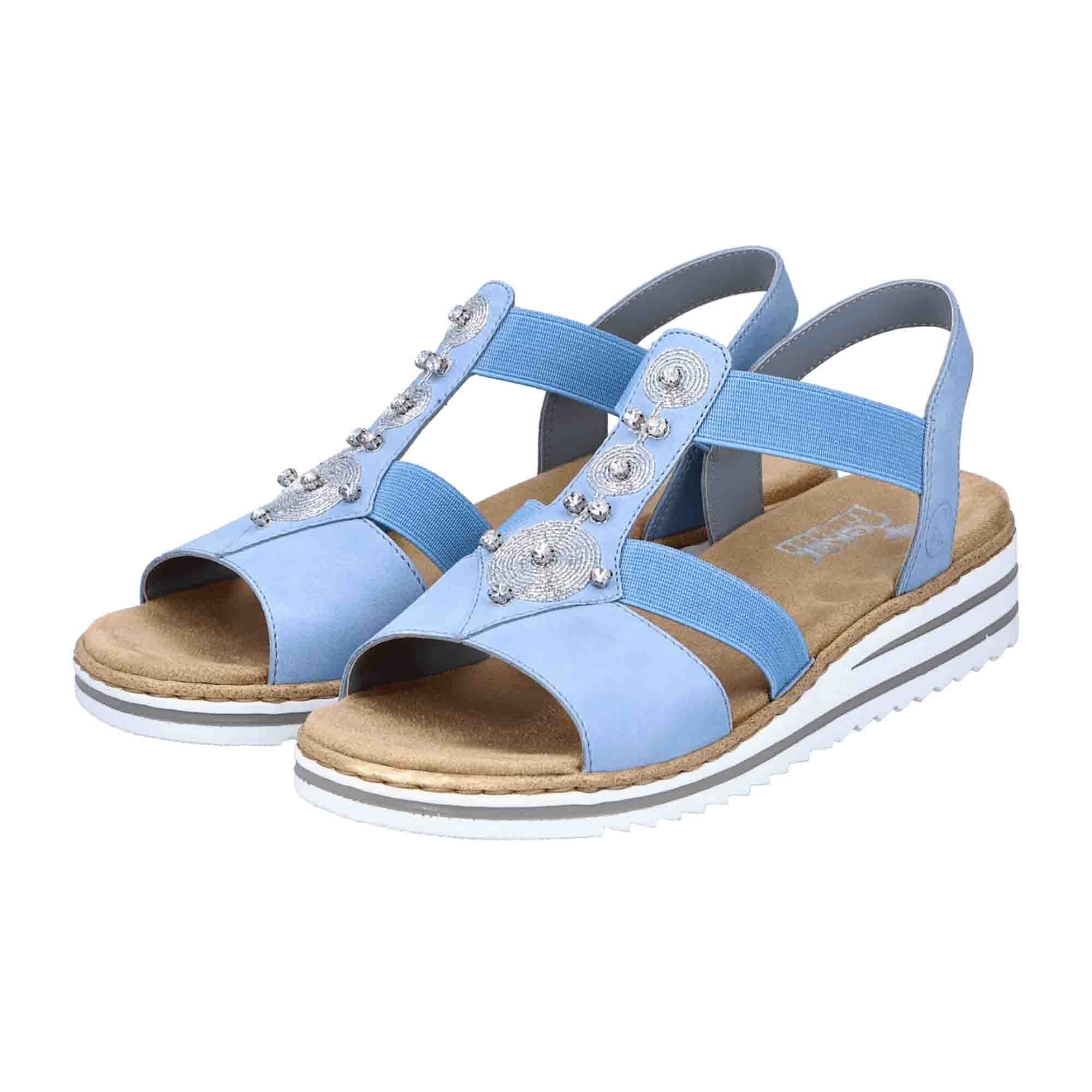 Rieker Women's Blue Sandalette Comfortable Stylish Wedge Sandals