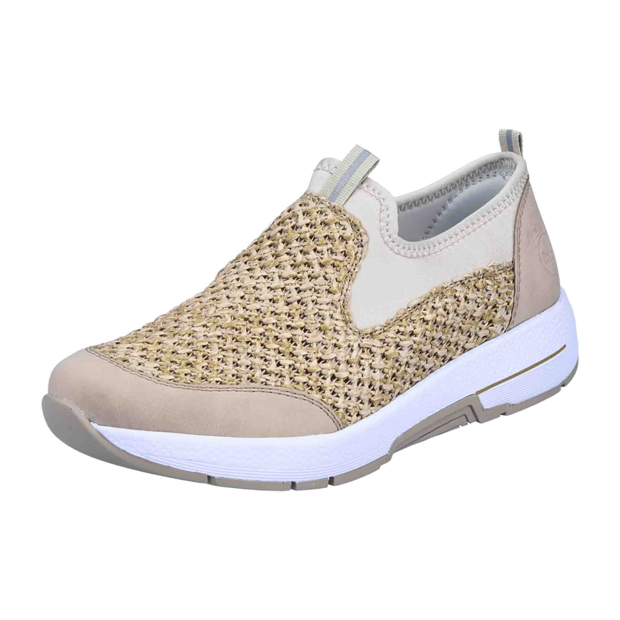 Rieker Women's Beige Slip-On Shoes N841160 Synthetic Upper Leather Insole