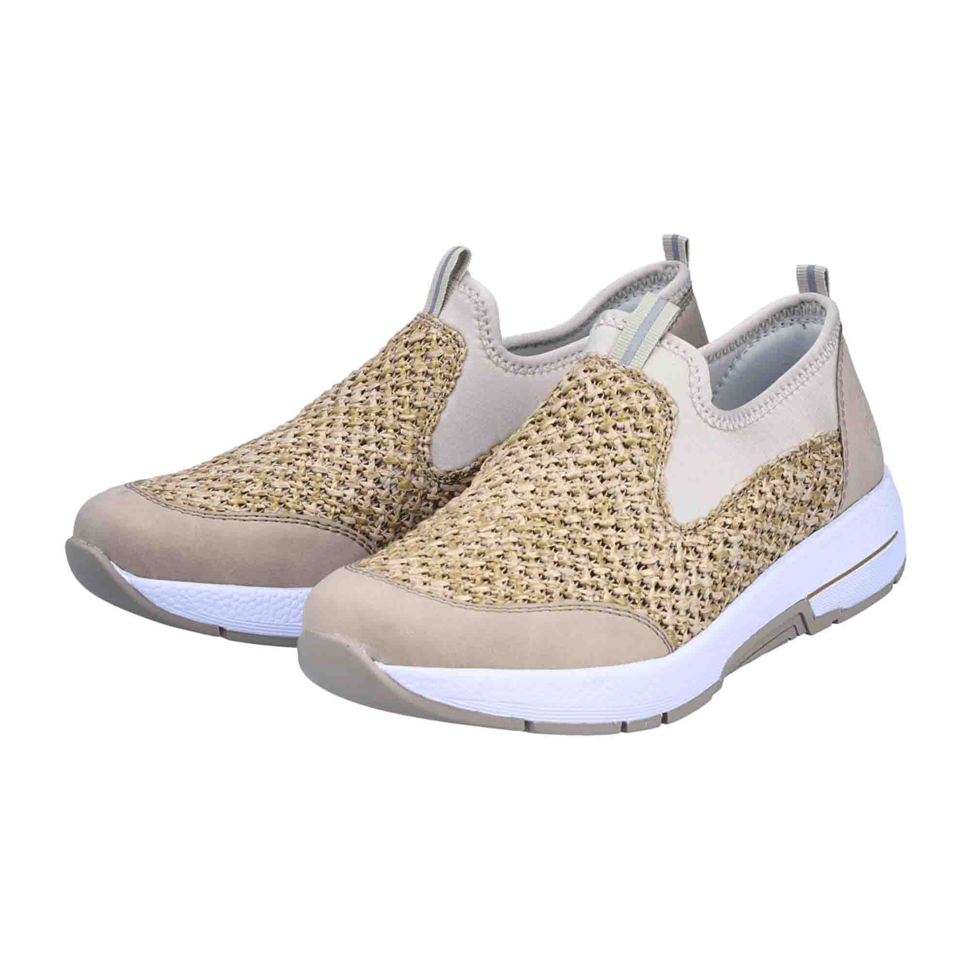 Rieker Women's Beige Slip-On Shoes N841160 Synthetic Upper Leather Insole