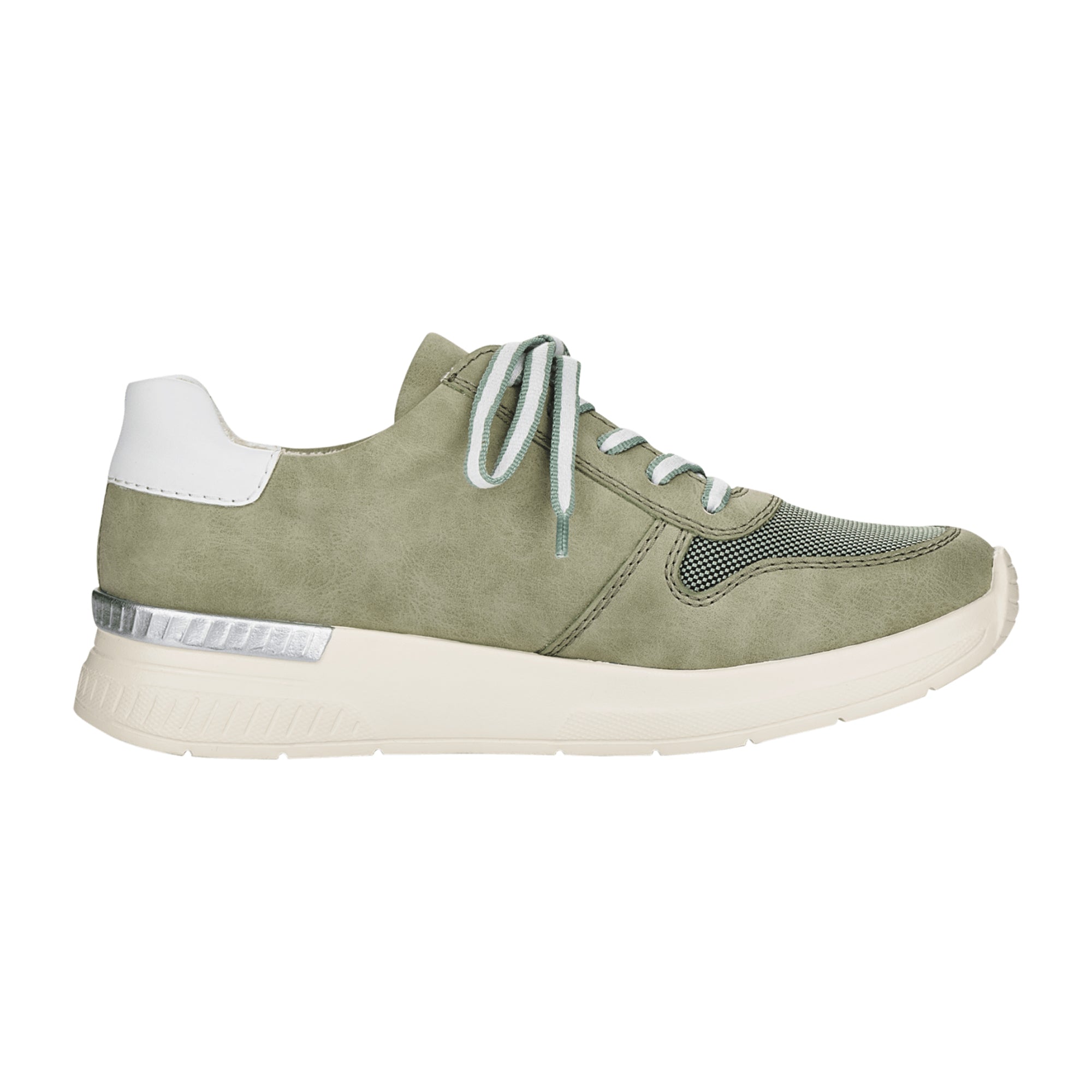 Rieker Women's Green Sneakers Nubuk Textile Lace-Up Casual Shoes