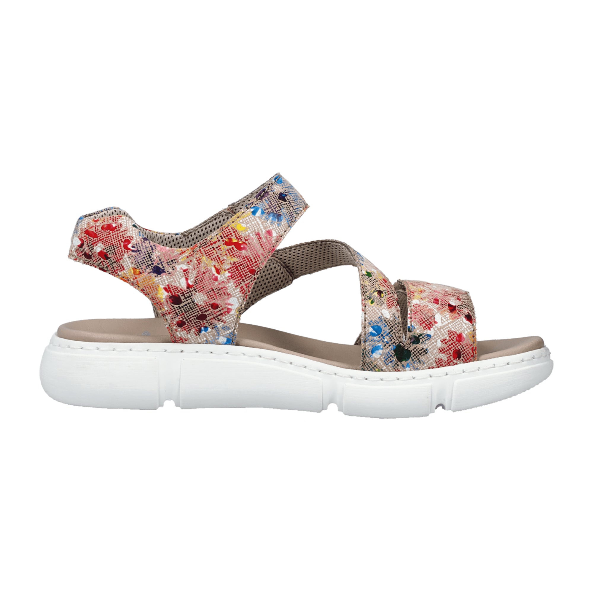 Rieker FSK Women's Colorful Sandals with Velcro Strap and Cushioned Sole