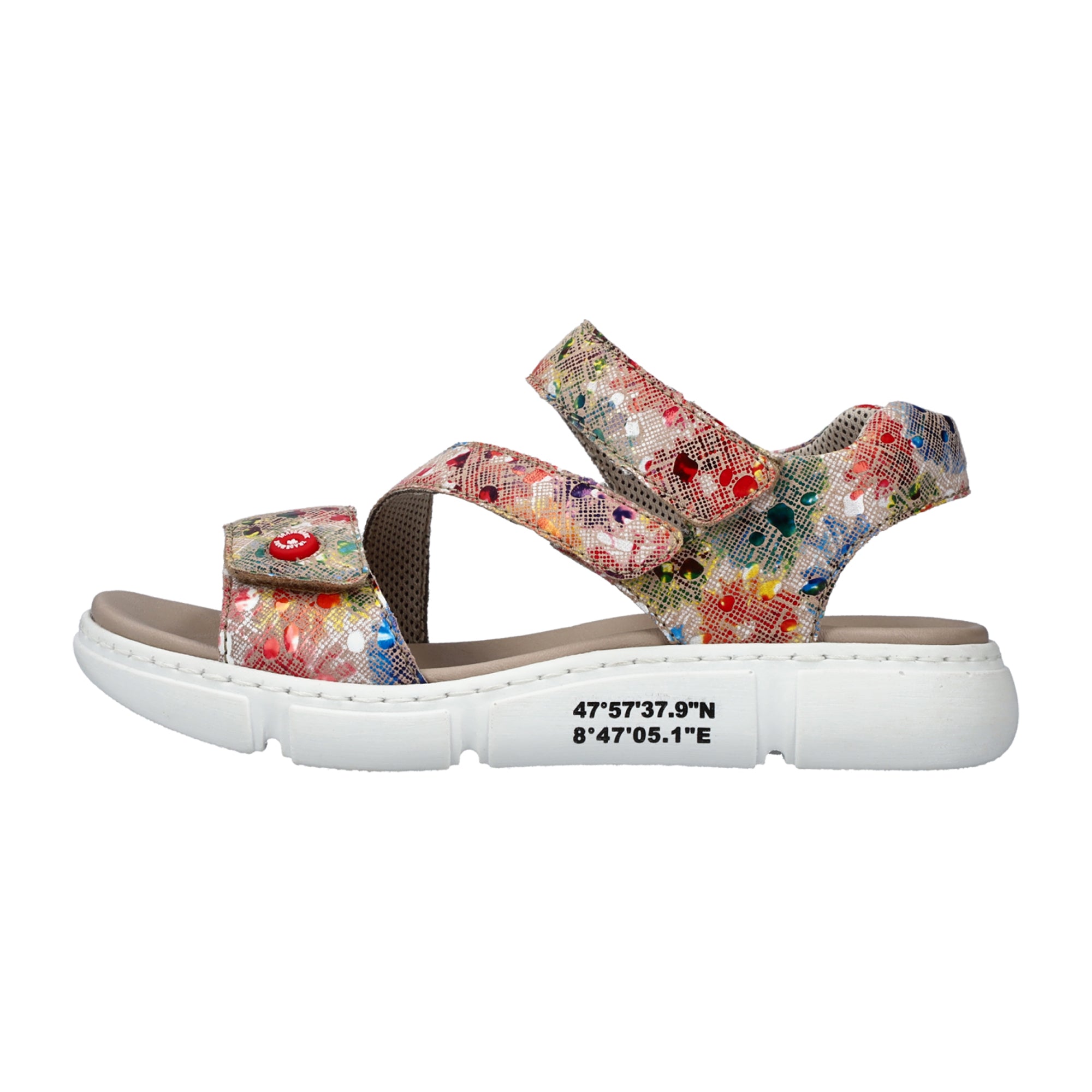 Rieker FSK Women's Colorful Sandals with Velcro Strap and Cushioned Sole
