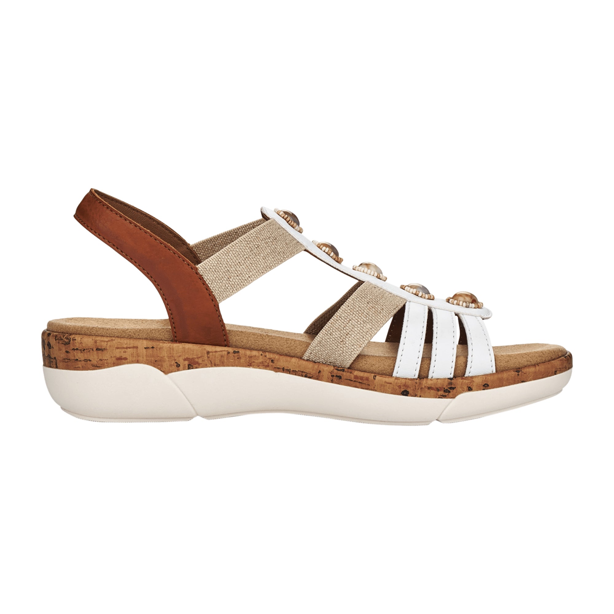 White Remonte Women's Sandals with Wedge Heel for Spring Summer
