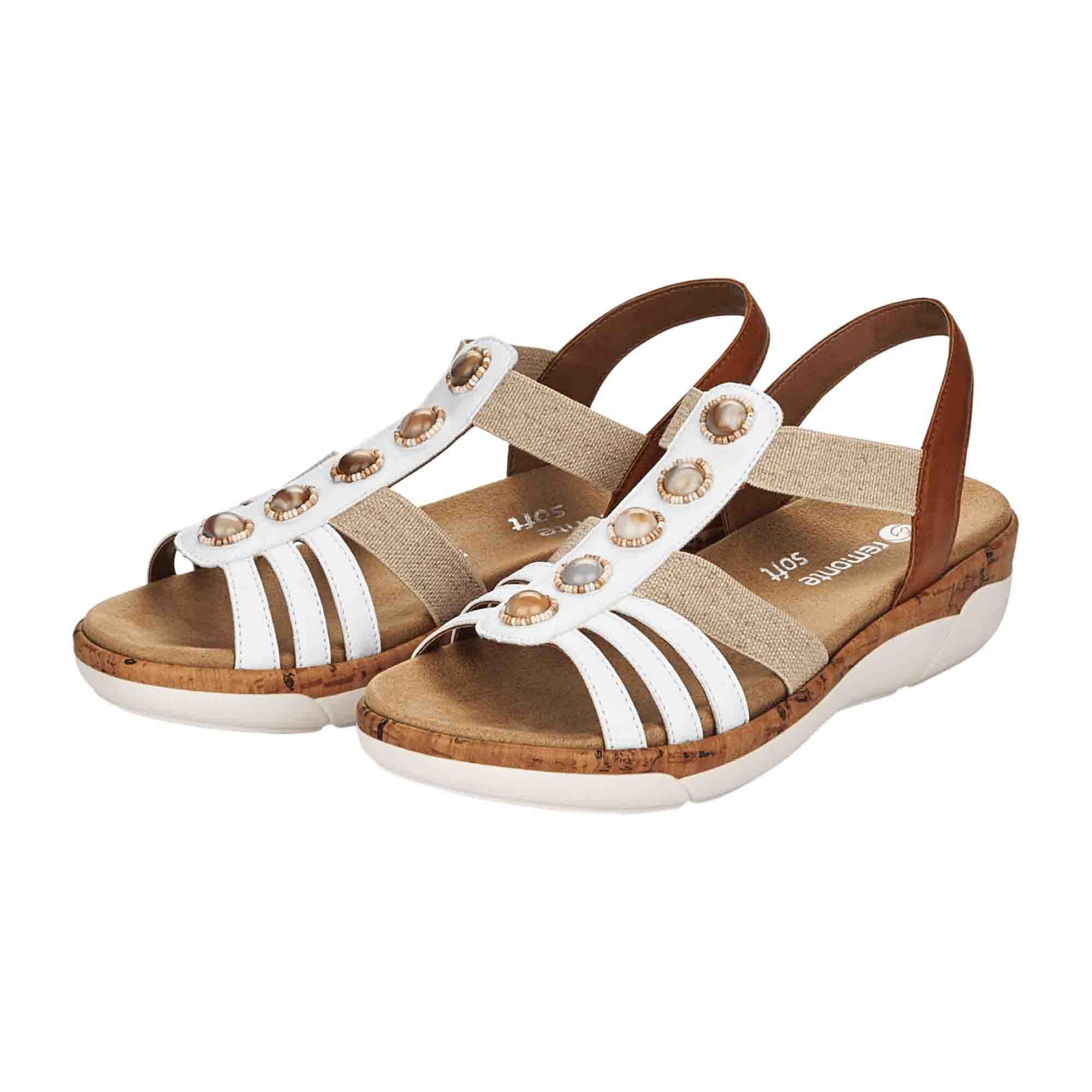 White Remonte Women's Sandals with Wedge Heel for Spring Summer