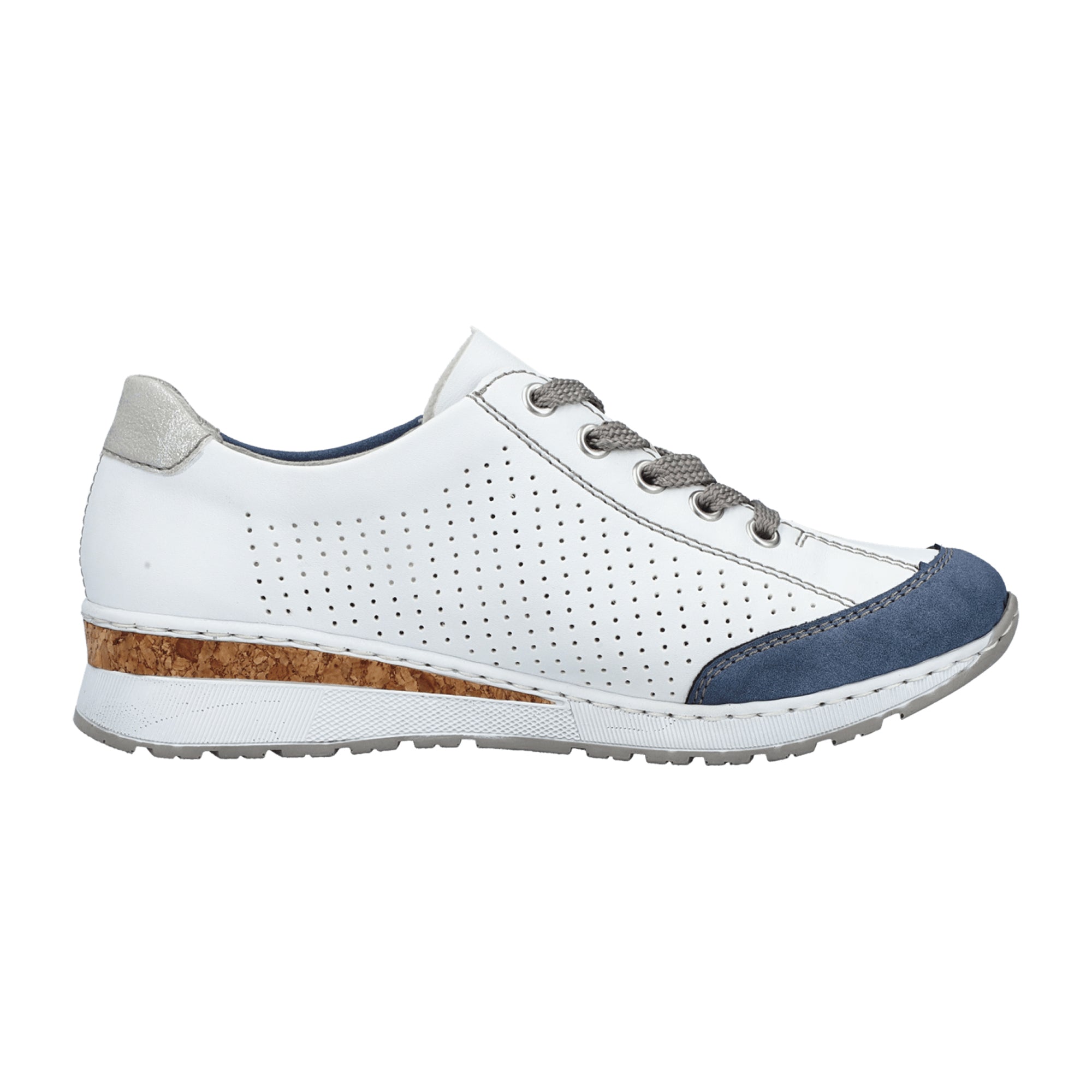 Rieker Blue Lace-Up Women's Shoes with Perforated or Woven Design Comfortable