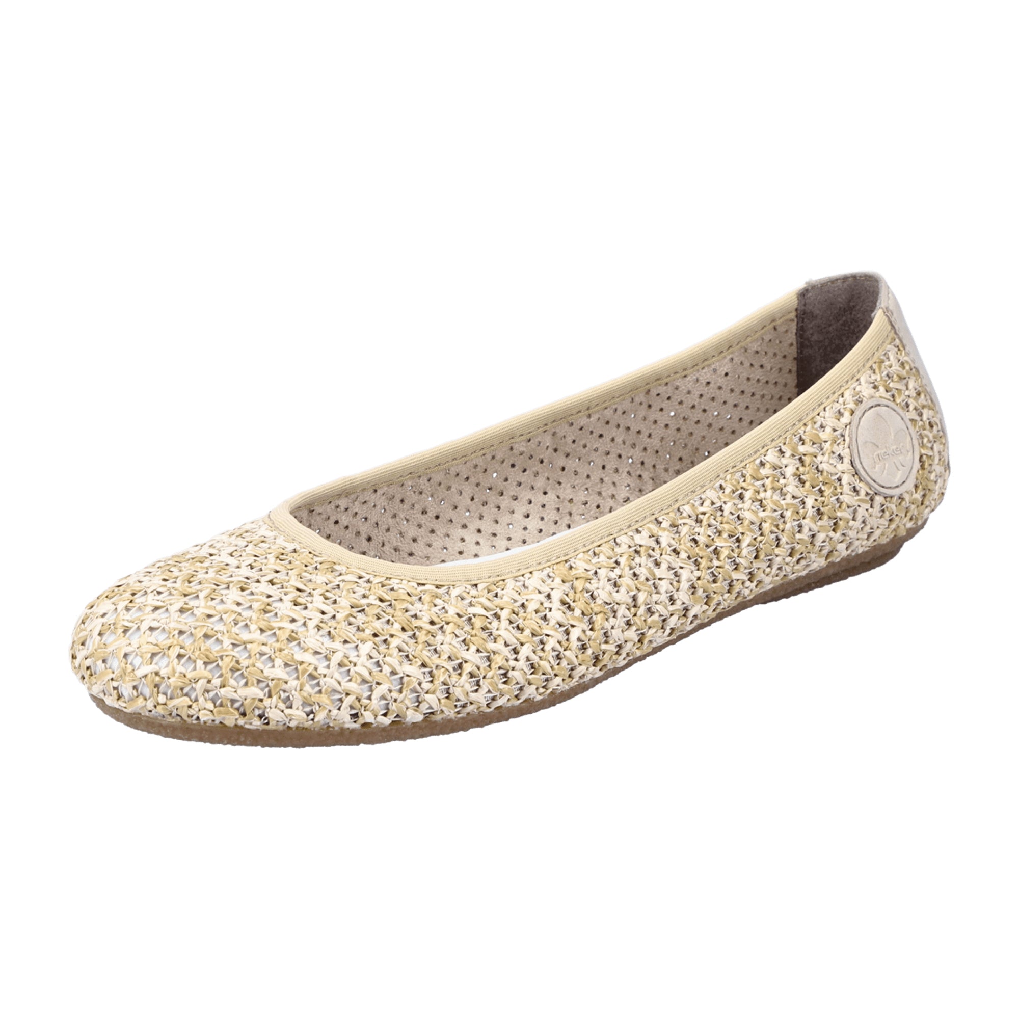 Rieker Beige Classic Ballerinas for Women Comfortable Elastic Slip-On Shoes