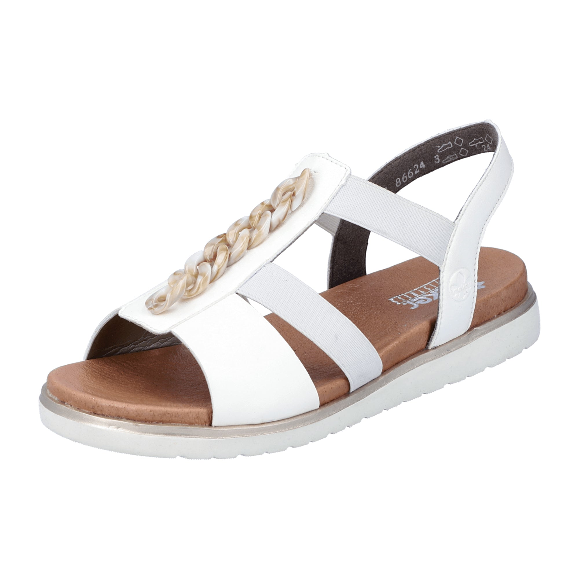 Rieker Women's White Sandals Comfortable Synthetic Leather Summer Shoes