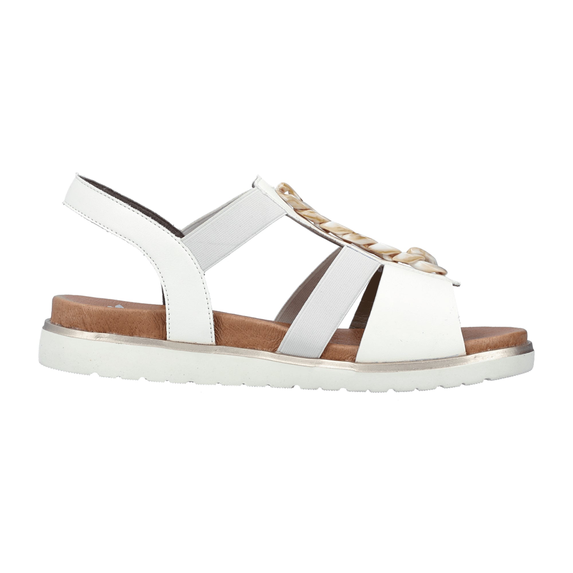 Rieker Women's White Sandals Comfortable Synthetic Leather Summer Shoes