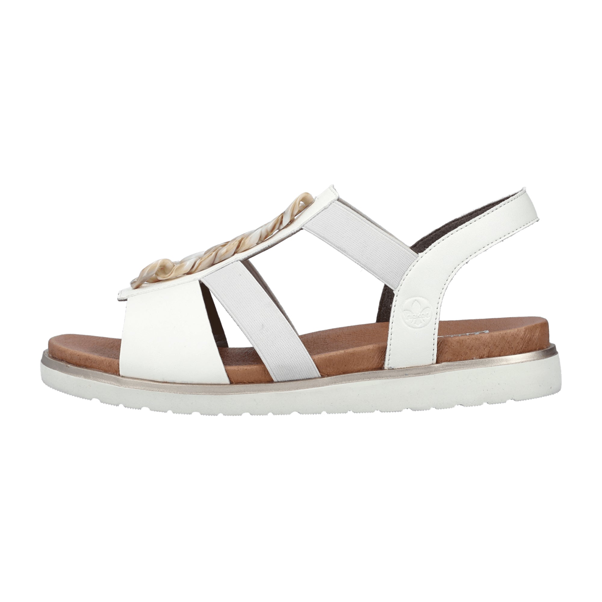 Rieker Women's White Sandals Comfortable Synthetic Leather Summer Shoes