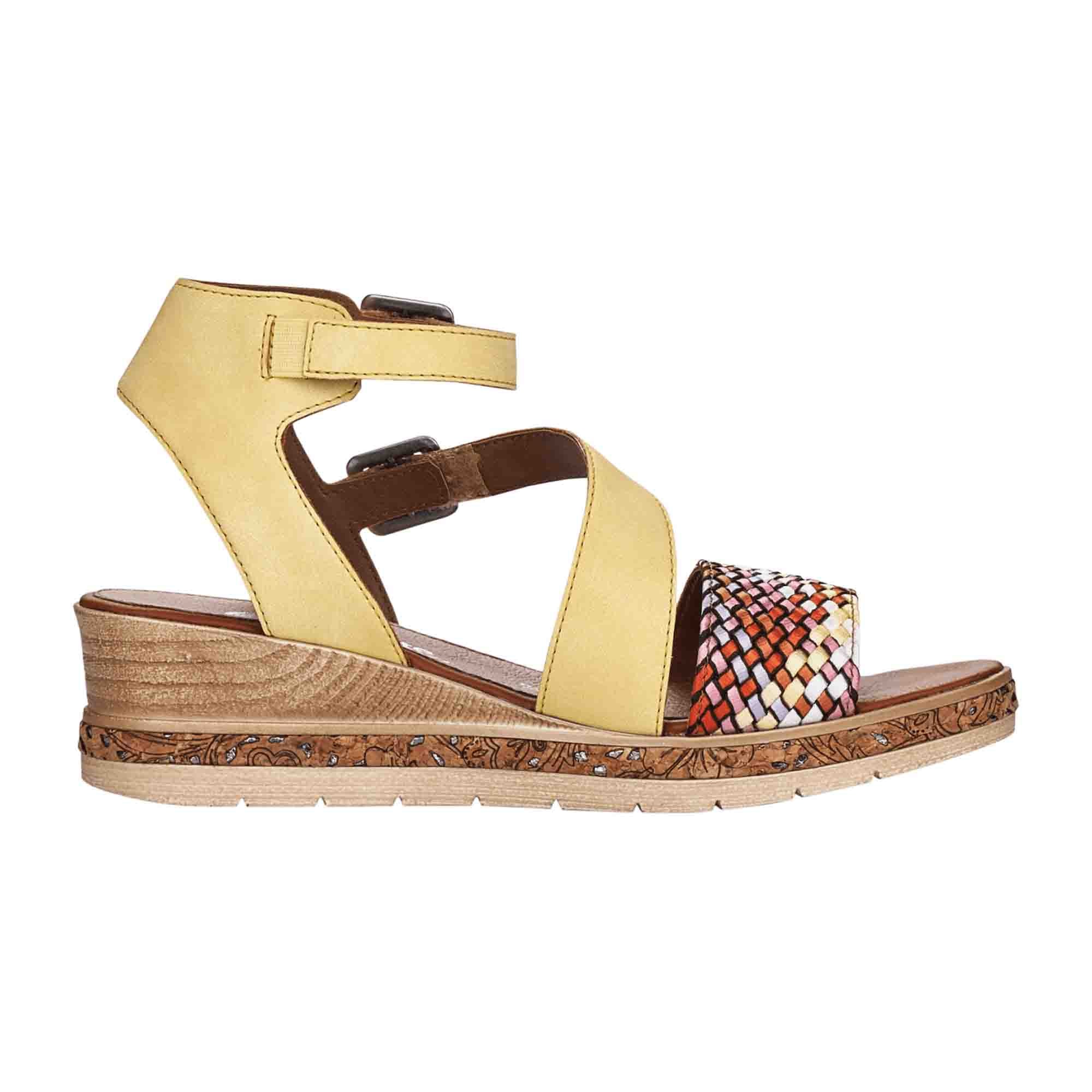 Remonte Women's Yellow Wedge Sandals for Spring and Summer
